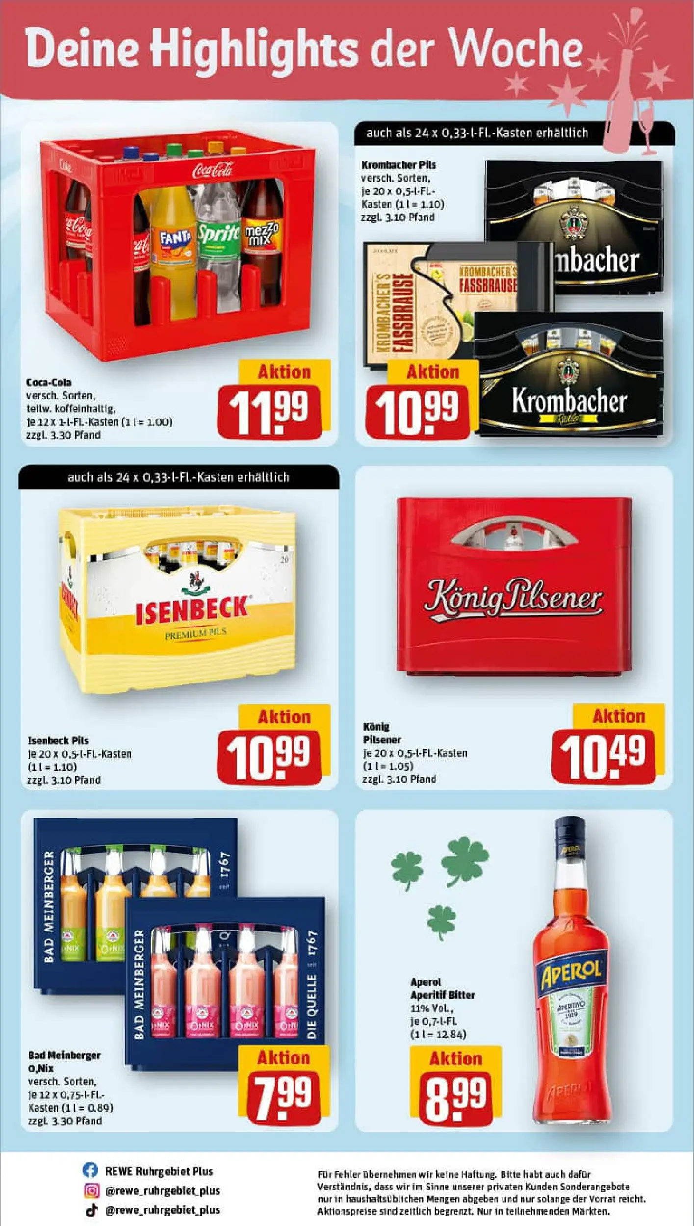 REWE Prospekt ab 29.12.2025 zum Blättern » Angebote | Seite: 26 | Produkte: Sprite, Krombacher, Aperol, Fassbrause