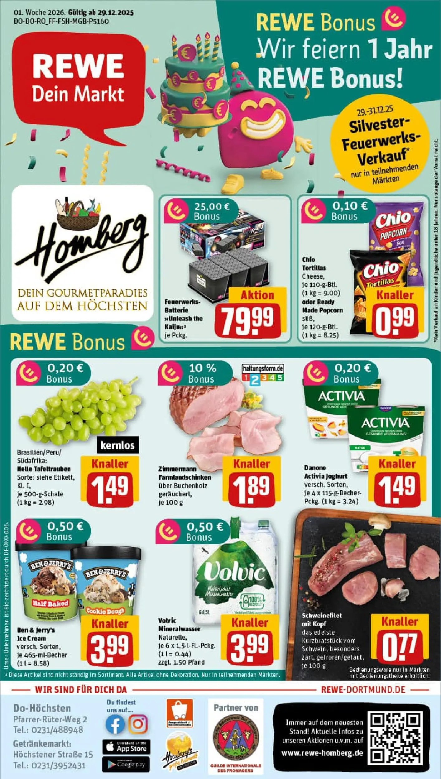 REWE Prospekt ab 29.12.2025 zum Blättern » Angebote | Seite: 1 | Produkte: Activia, Batterie, Mineralwasser, Volvic