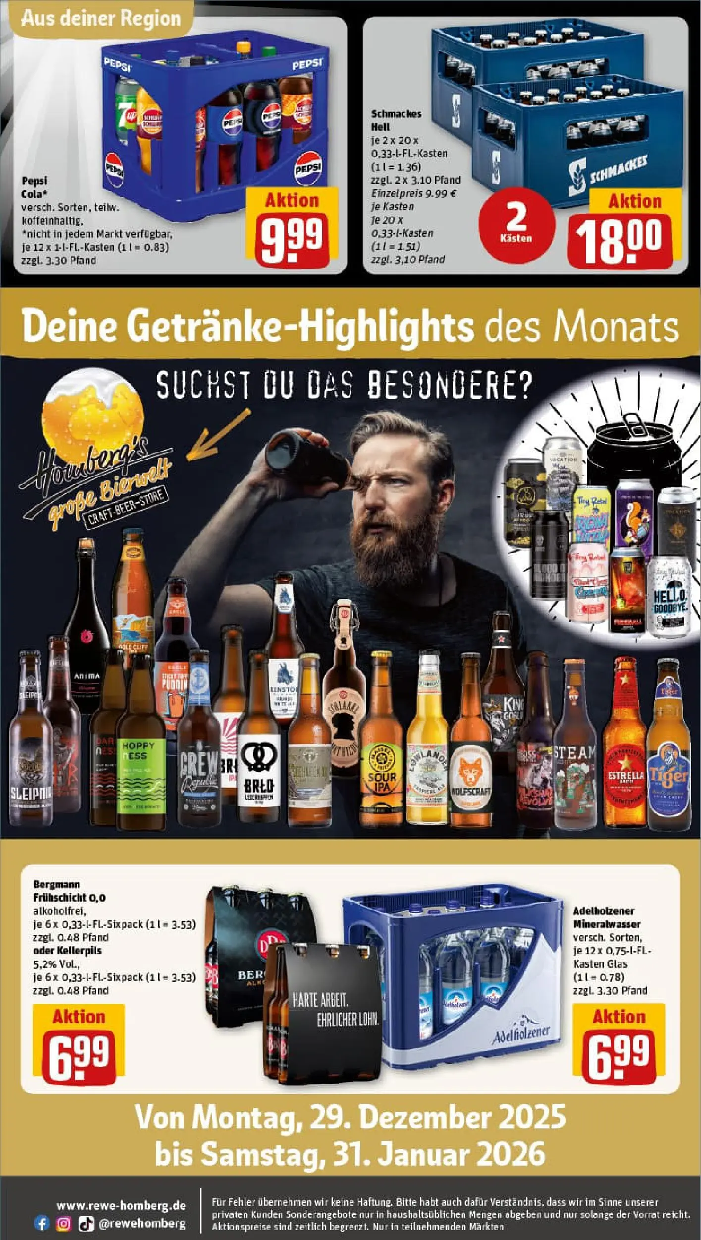 REWE Prospekt ab 29.12.2025 zum Blättern » Angebote | Seite: 24 | Produkte: Cola, Adelholzener, Mineralwasser, Pepsi