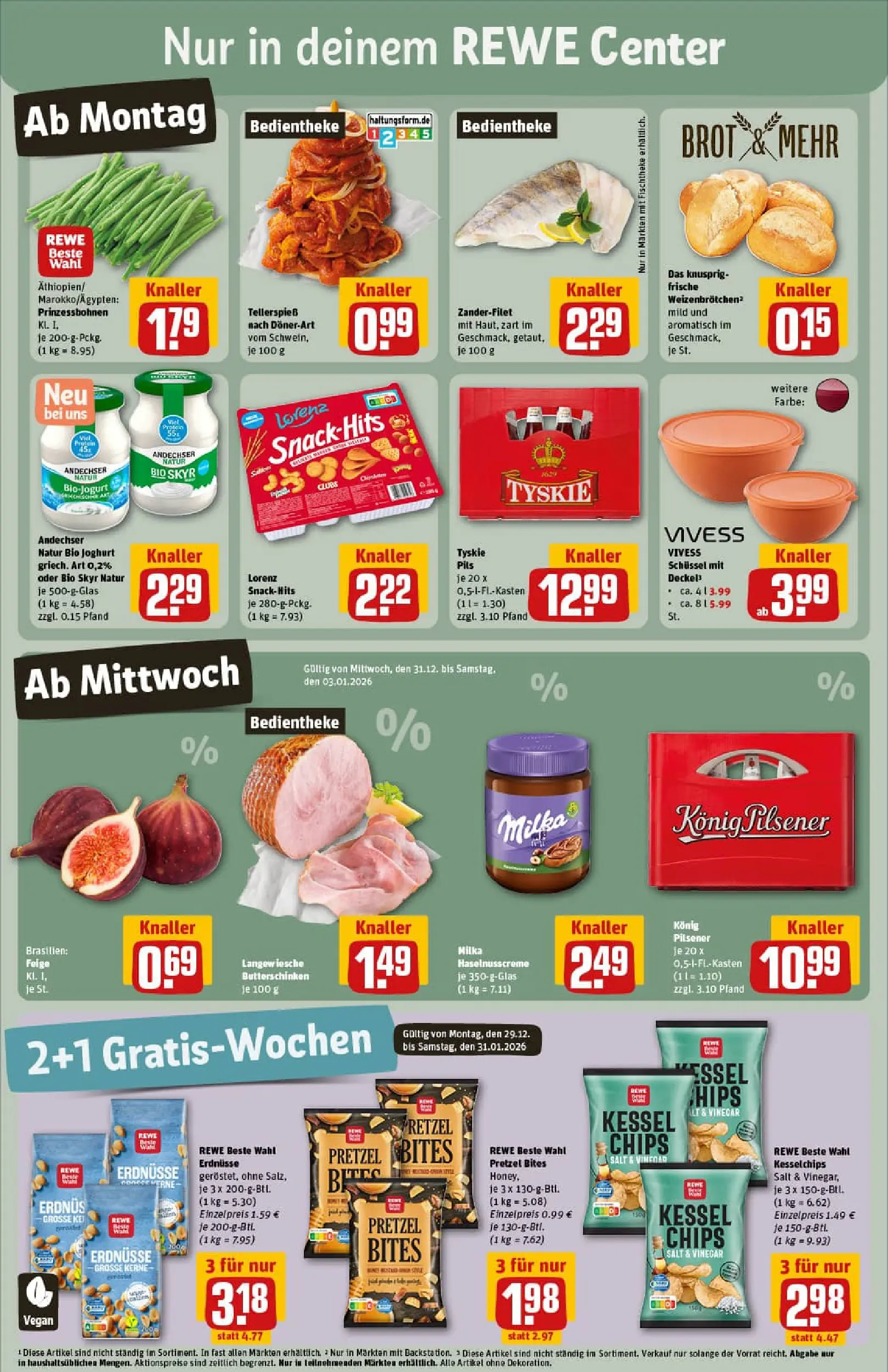 REWE Prospekt ab 29.12.2025 zum Blättern » Angebote | Seite: 3 | Produkte: Erdnüsse, Skyr, Brot, Chips