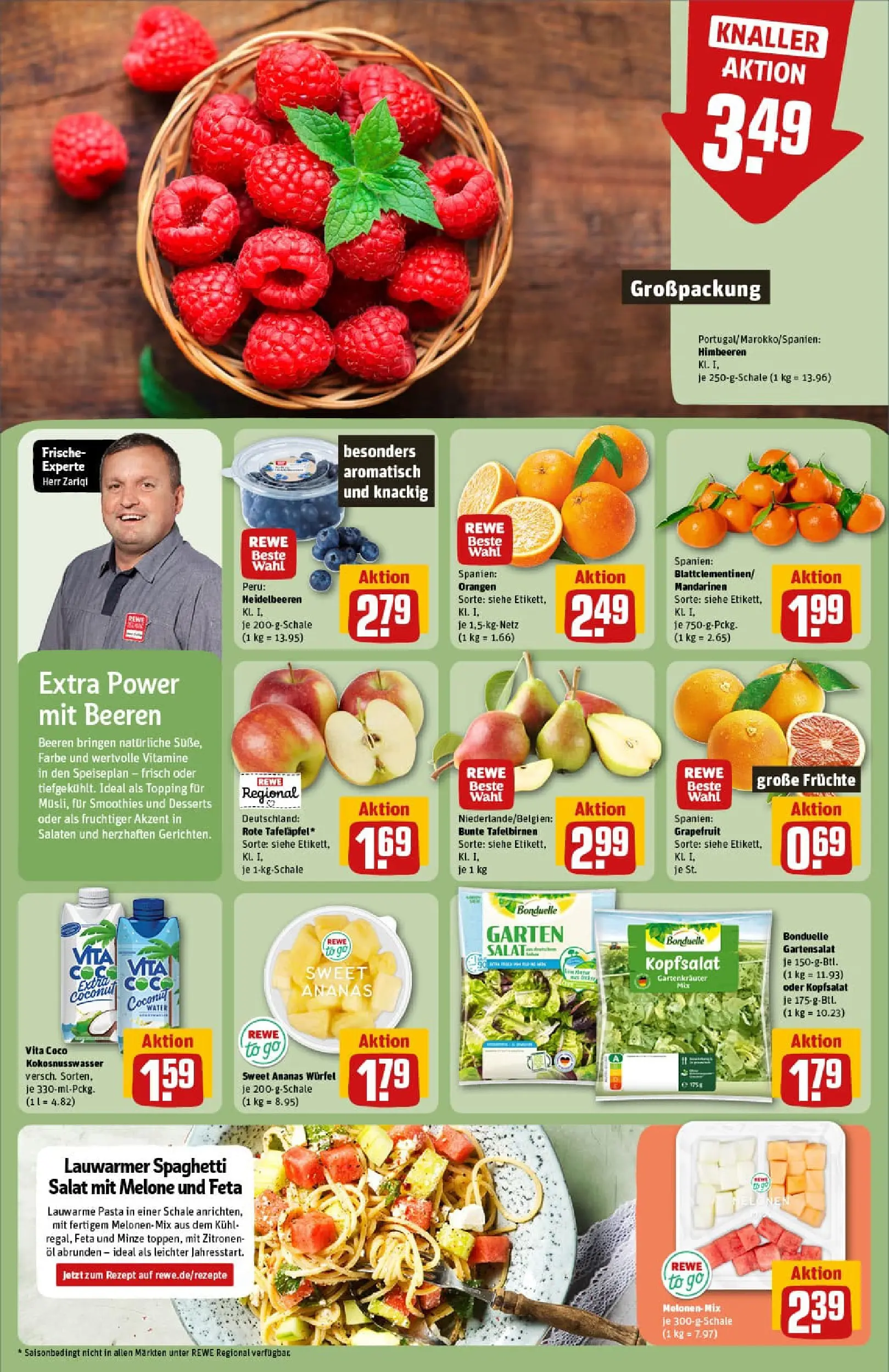 REWE Prospekt ab 29.12.2025 zum Blättern » Angebote | Seite: 6 | Produkte: Feta, Orangen, Grapefruit, Salat