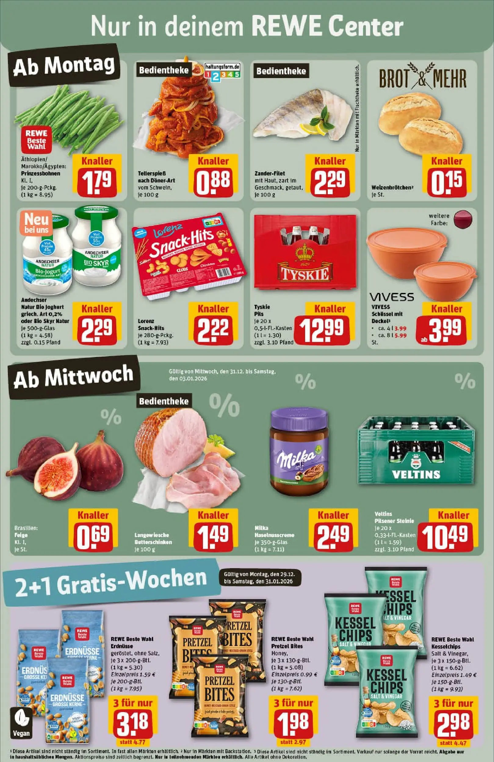 REWE Prospekt ab 29.12.2025 zum Blättern » Angebote | Seite: 3 | Produkte: Tyskie, Butter, Joghurt, Chips