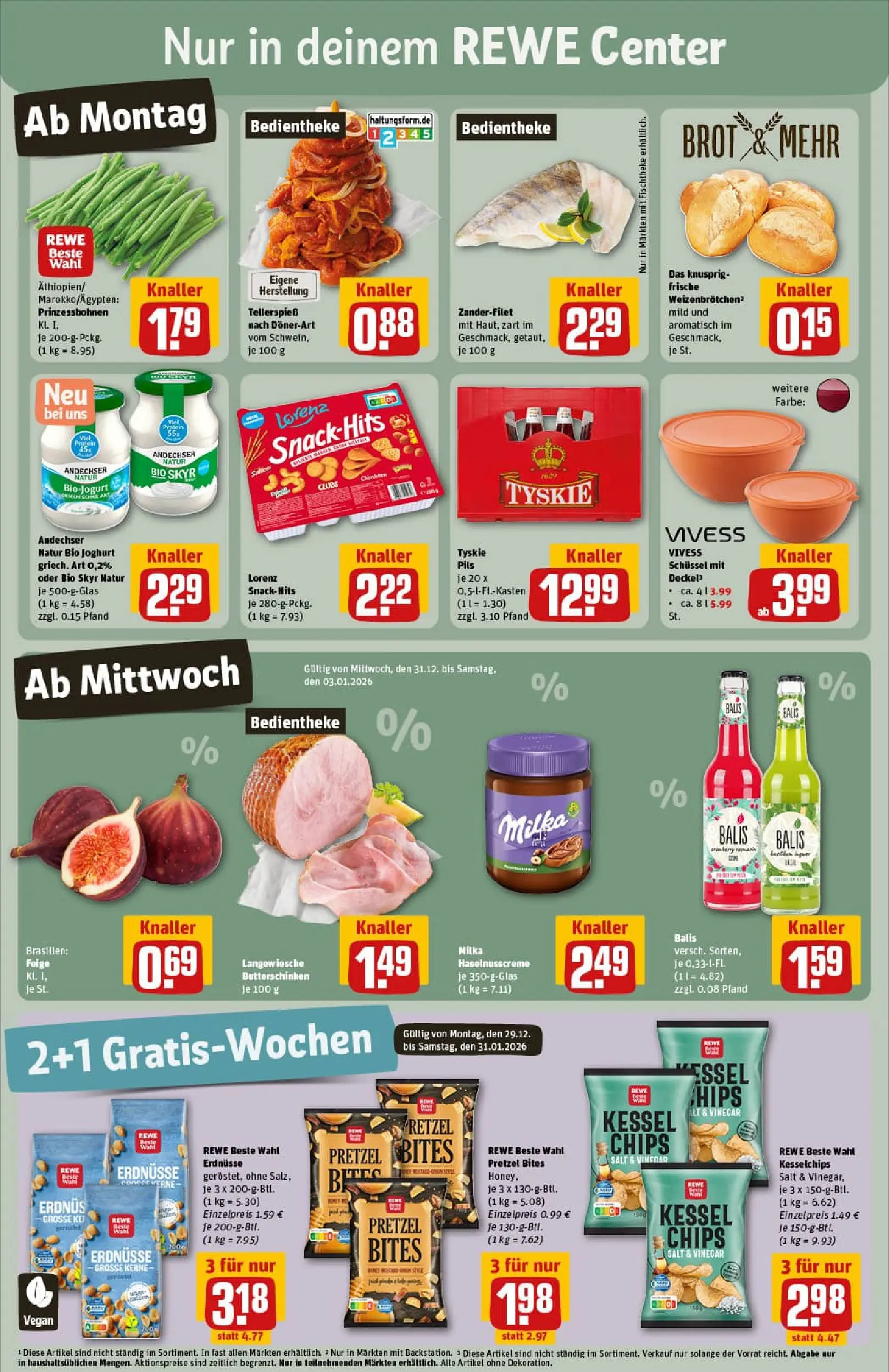 REWE Prospekt ab 29.12.2025 zum Blättern » Angebote | Seite: 3 | Produkte: Joghurt, Pils, Milka, Chips