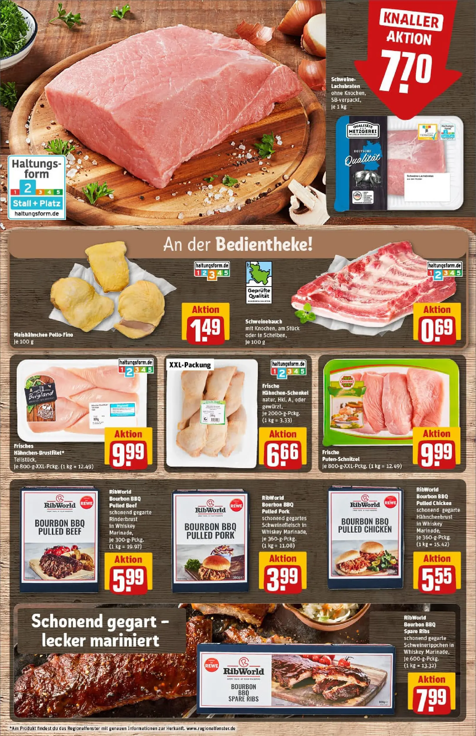 REWE Prospekt ab 29.12.2025 zum Blättern » Angebote | Seite: 8 | Produkte: Hahnchenschenkel, Spare ribs, Putenschnitzel, Schweinefleisch