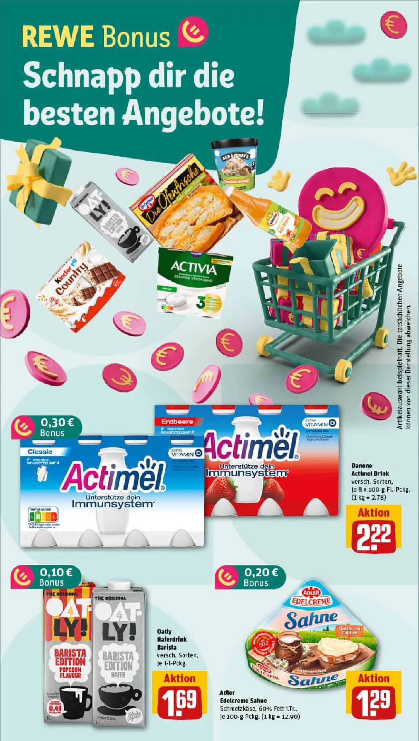 REWE Prospekt ab 29.12.2025 zum Blättern » Angebote | Seite: 4 | Produkte: Activia, Actimel, Oatly, Kinder country
