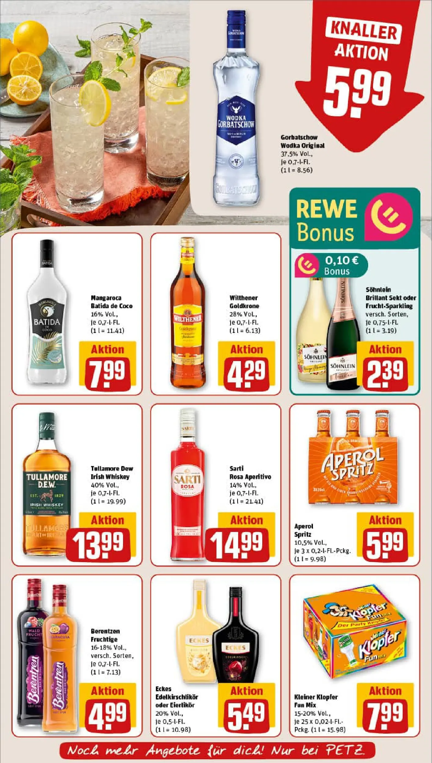 REWE Prospekt ab 29.12.2025 zum Blättern » Angebote | Seite: 19 | Produkte: Wilthener, Wodka gorbatschow, Aperol, Whiskey
