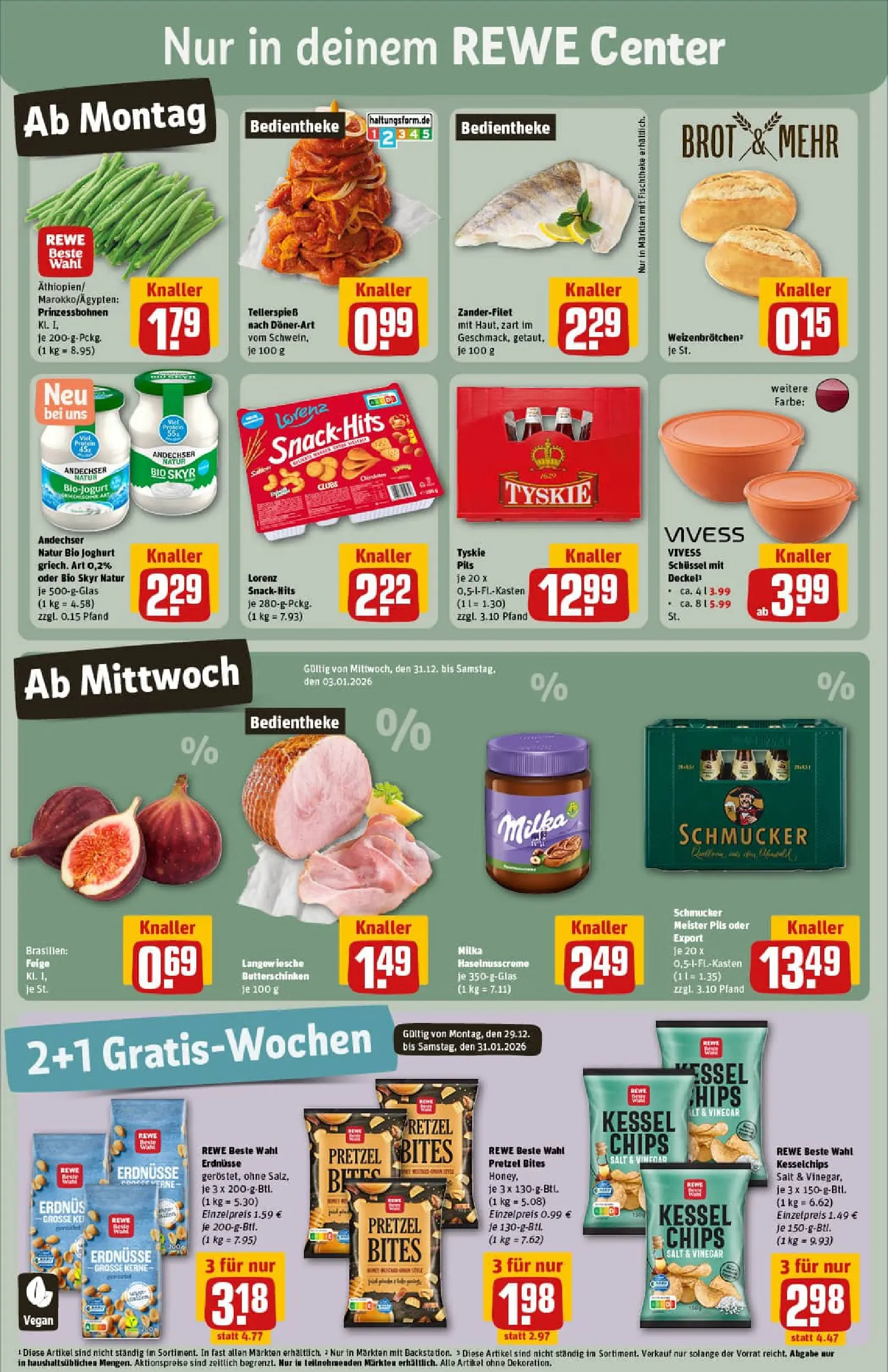 REWE Prospekt ab 29.12.2025 zum Blättern » Angebote | Seite: 3 | Produkte: Tyskie, Pils, Milka, Skyr