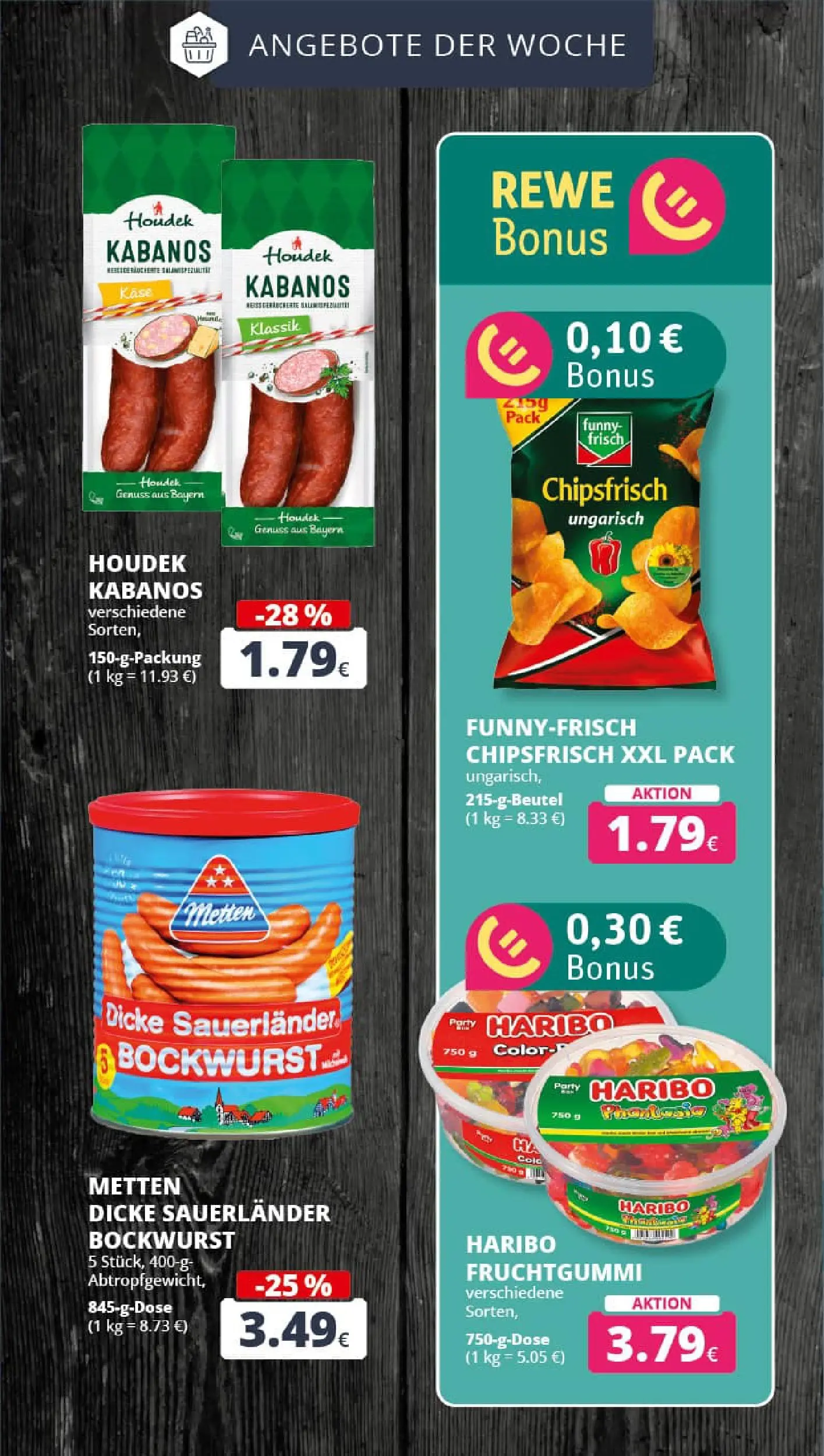 REWE Prospekt ab 29.12.2025 zum Blättern » Angebote | Seite: 4 | Produkte: Bockwurst, Haribo, Käse, Chips