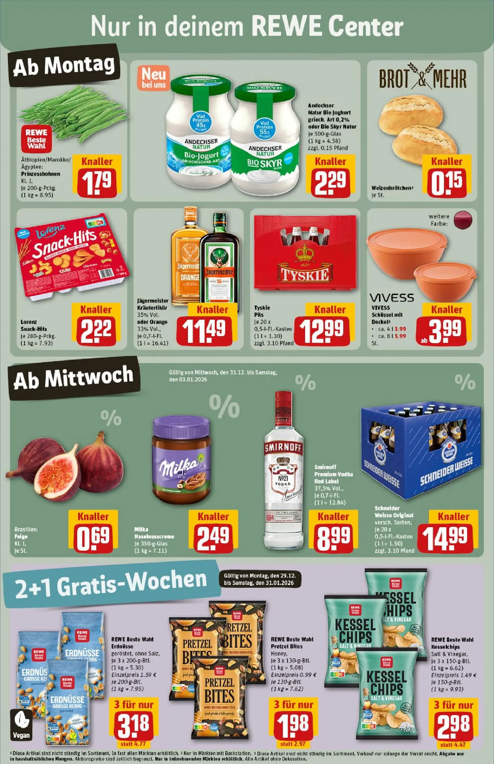 REWE Prospekt ab 29.12.2025 zum Blättern » Angebote | Seite: 3 | Produkte: Joghurt, Jägermeister, Smirnoff, Vodka