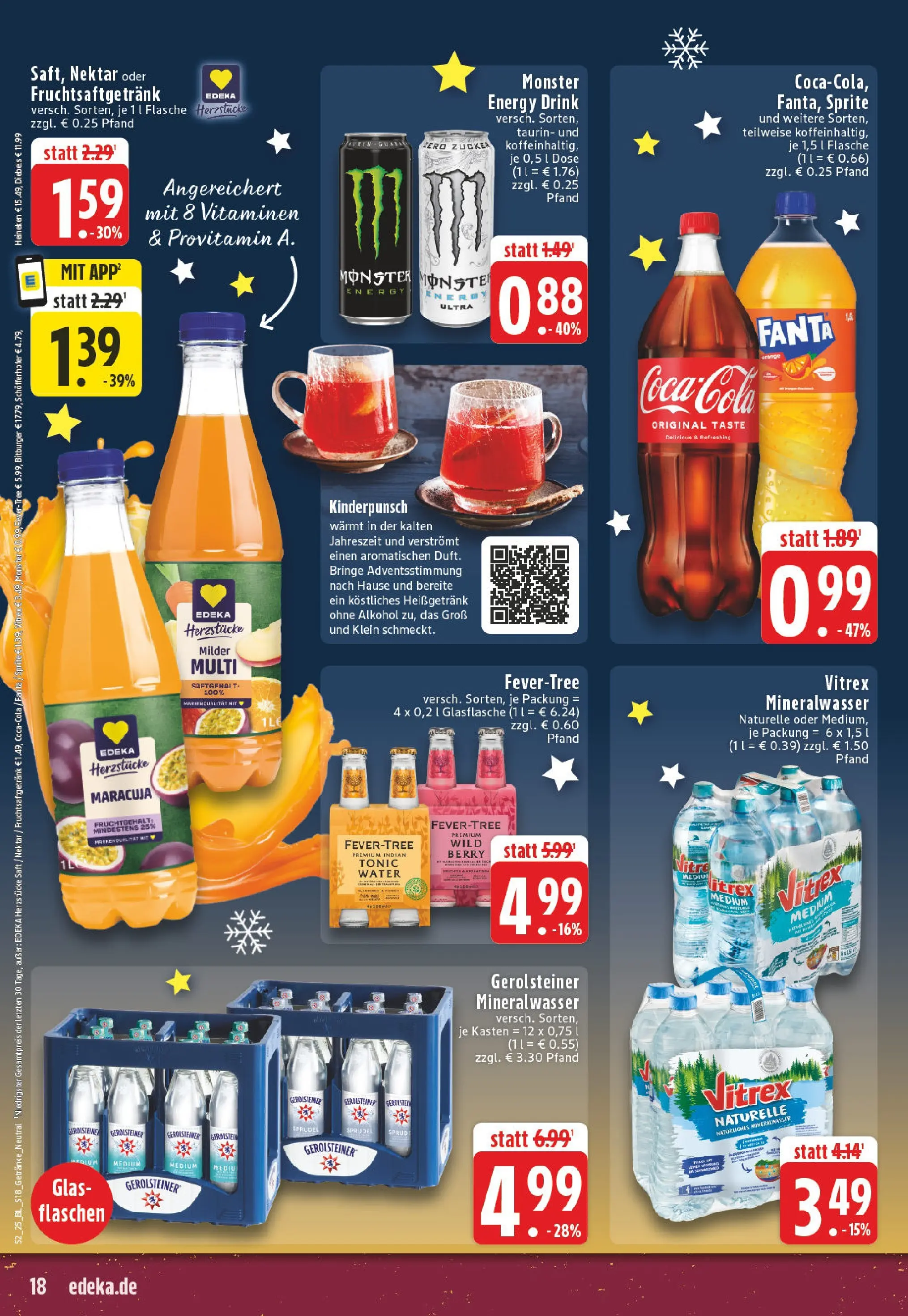 Edeka prospekt Winterberg-Zueschen	 (ab 21.12.2025) » Angebote Online | Seite: 18 | Produkte: Bitburger, Mineralwasser, Heineken, Saft