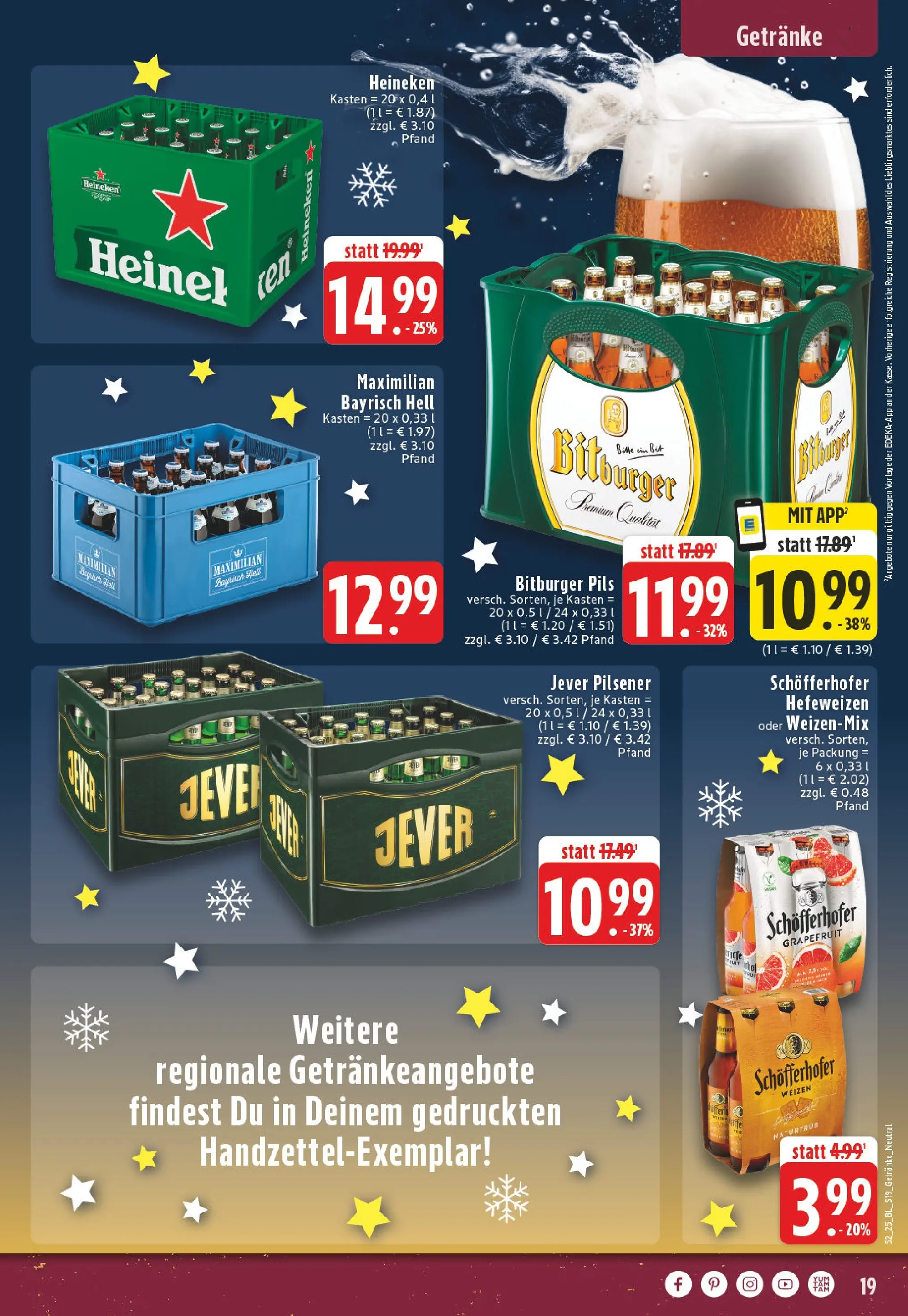 Edeka prospekt Winterberg-Zueschen	 (ab 21.12.2025) » Angebote Online | Seite: 19 | Produkte: Bitburger, Heineken, Grapefruit, Jever
