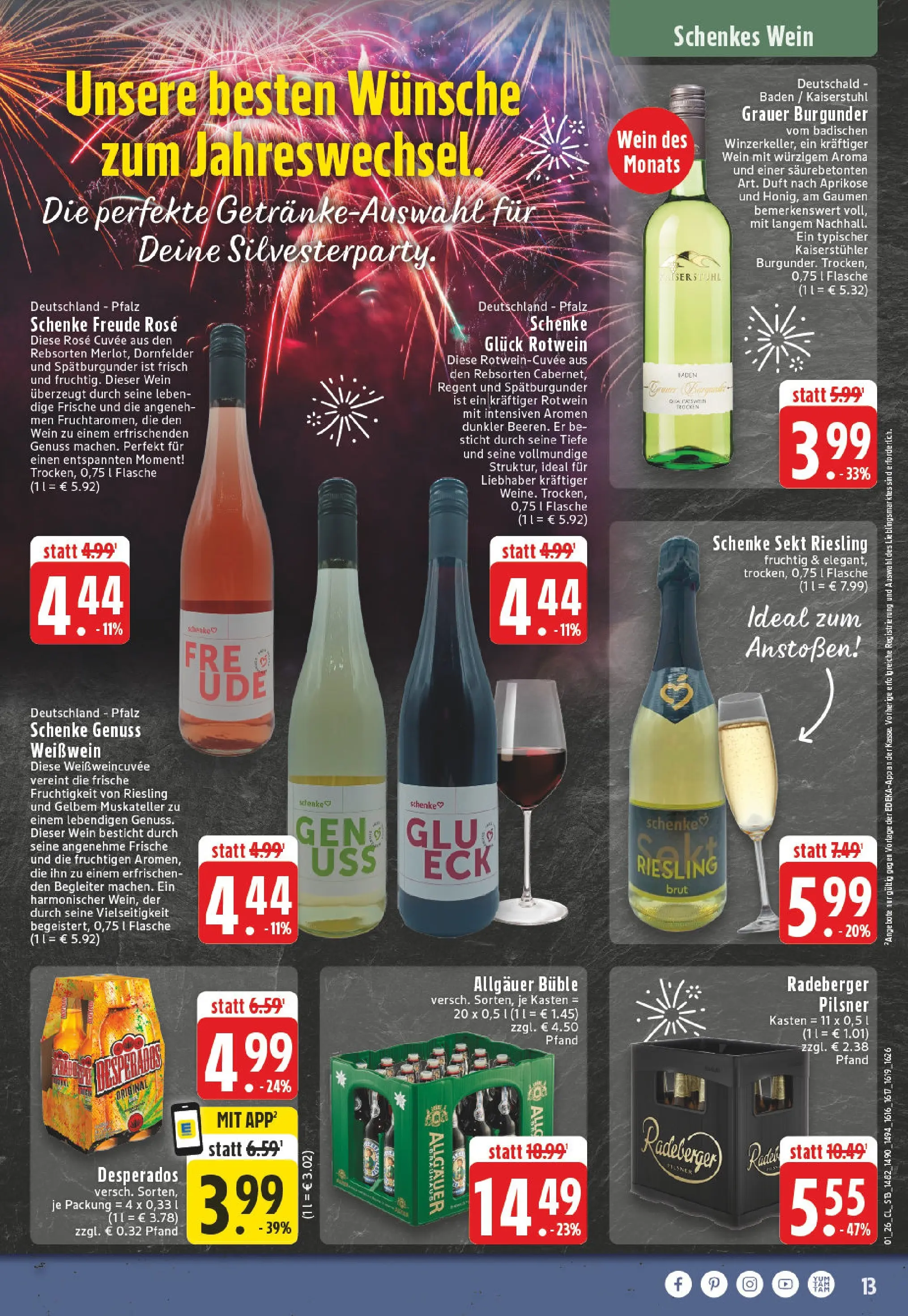 Edeka prospekt Guetersloh	 (ab 28.12.2025) » Angebote Online | Seite: 13 | Produkte: Rotwein, Sekt, Duft, Desperados