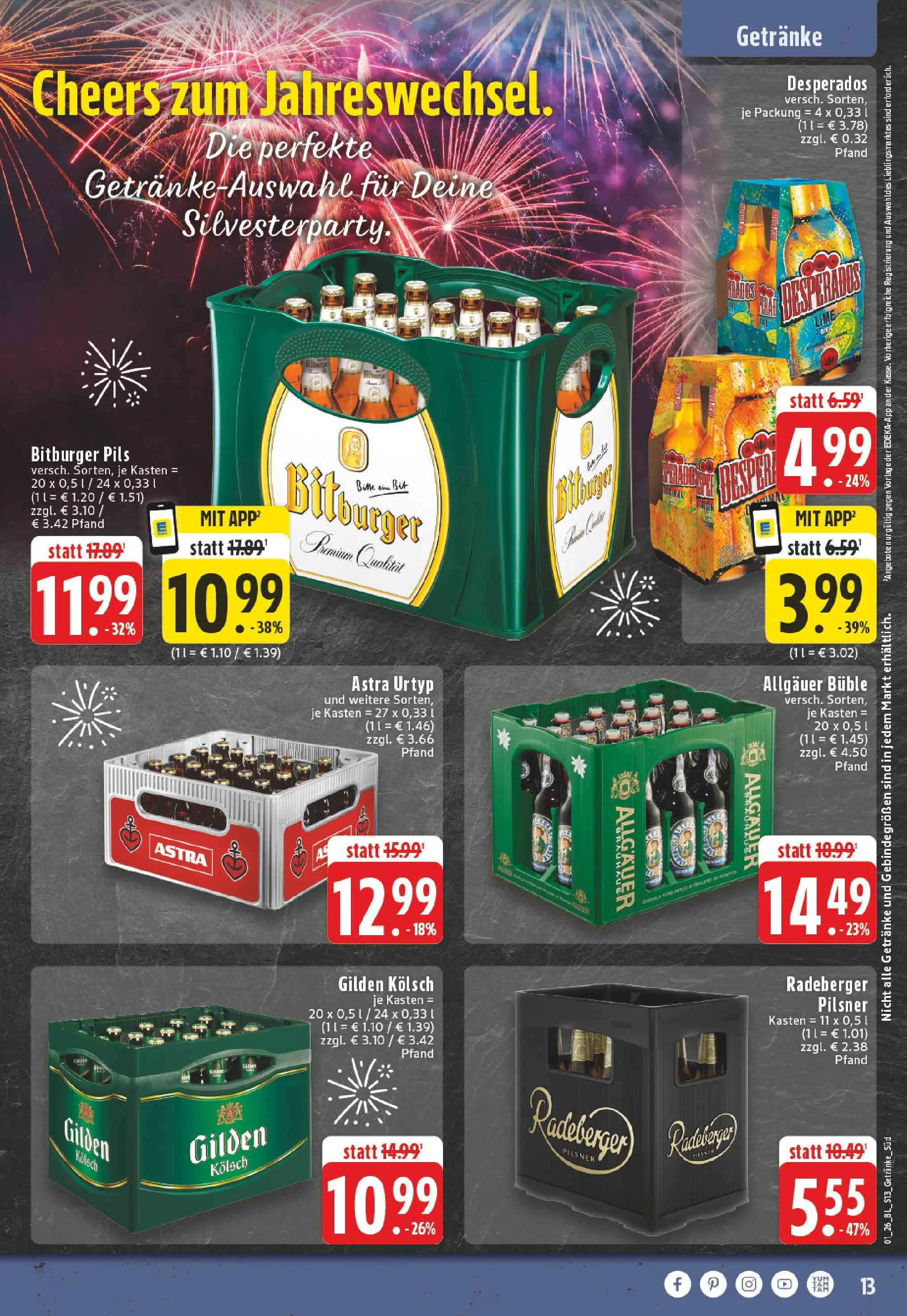 Edeka prospekt Remagen	 (ab 28.12.2025) » Angebote Online | Seite: 13 | Produkte: Pils, Astra, Desperados, Radeberger pilsner