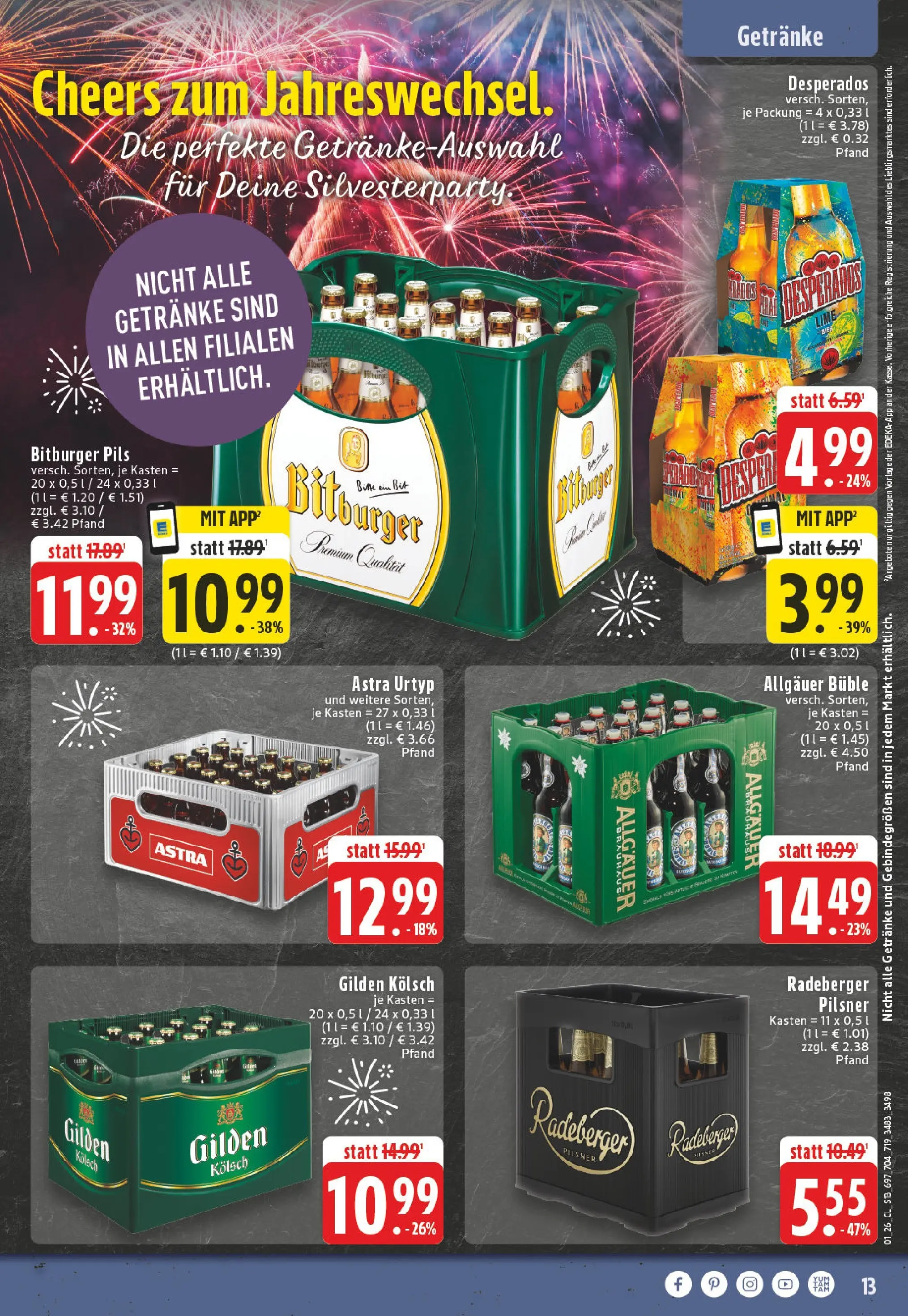Edeka prospekt Bonn	 (ab 28.12.2025) » Angebote Online | Seite: 13 | Produkte: Bitburger, Astra, Desperados, Radeberger pilsner