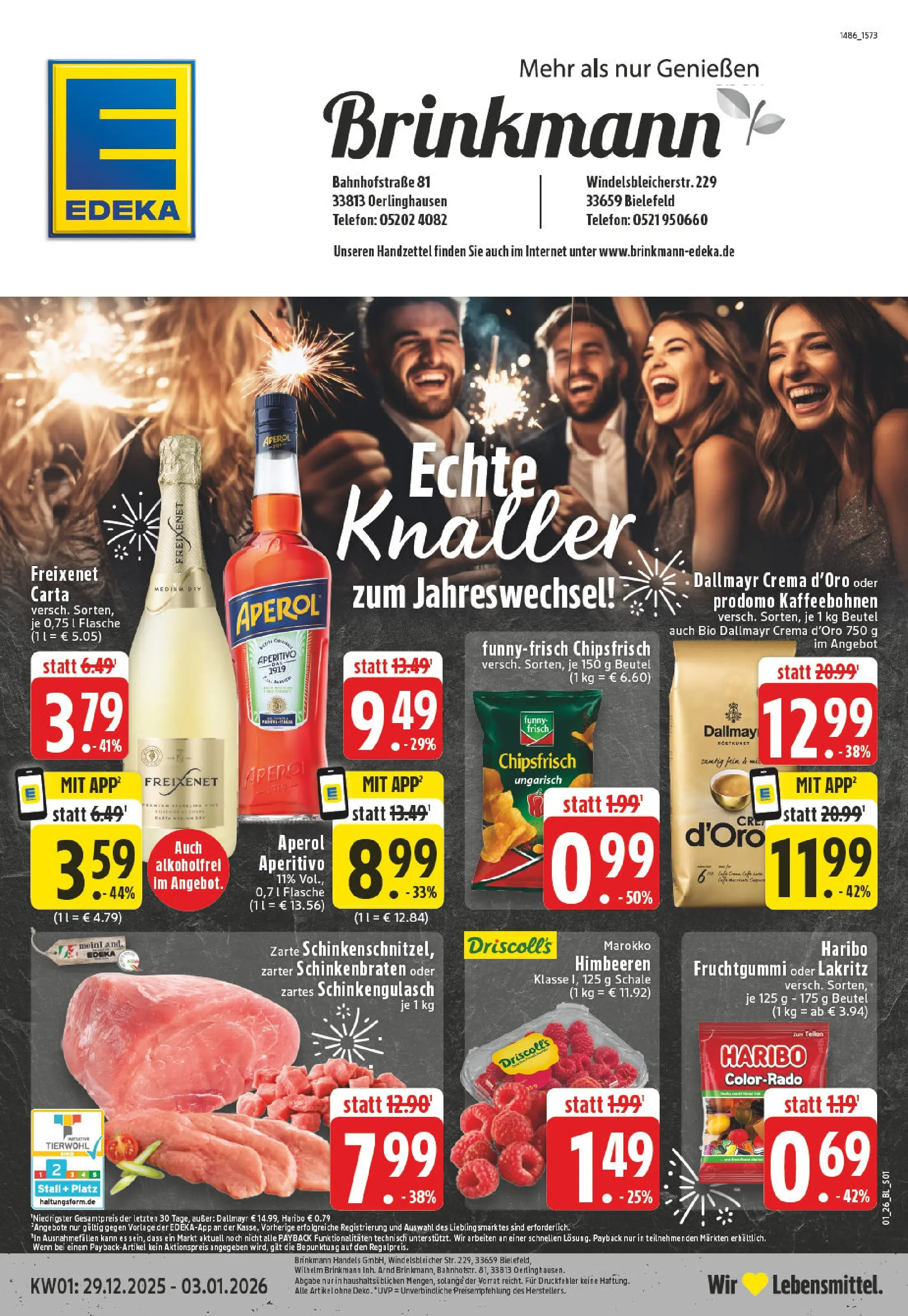 Edeka prospekt Bielefeld	 (ab 28.12.2025) » Angebote Online | Seite: 1 | Produkte: Himbeeren, Freixenet, Dallmayr, Chips