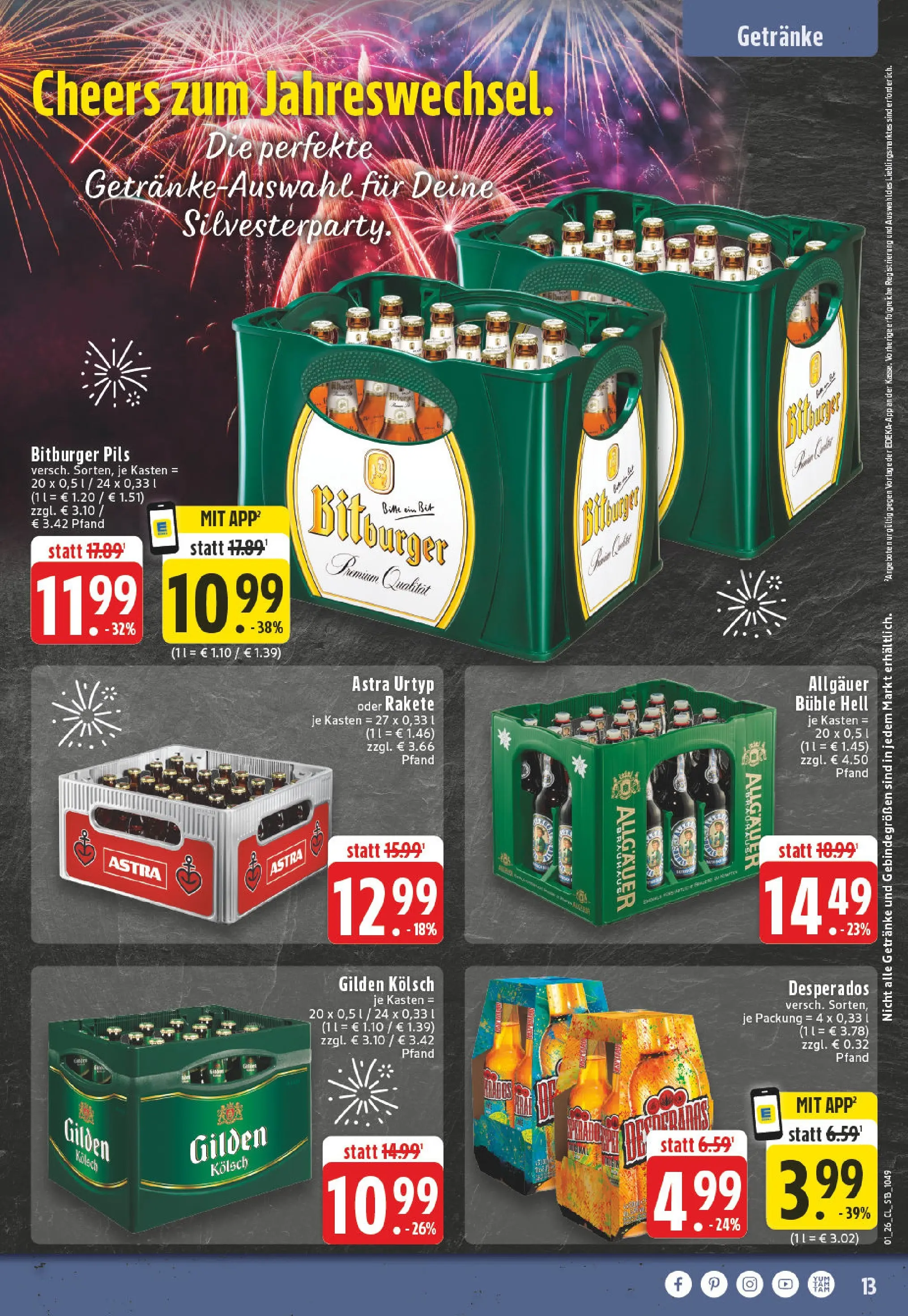 Edeka prospekt Kempenich	 (ab 28.12.2025) » Angebote Online | Seite: 13 | Produkte: Bitburger, Pils, Astra, Desperados