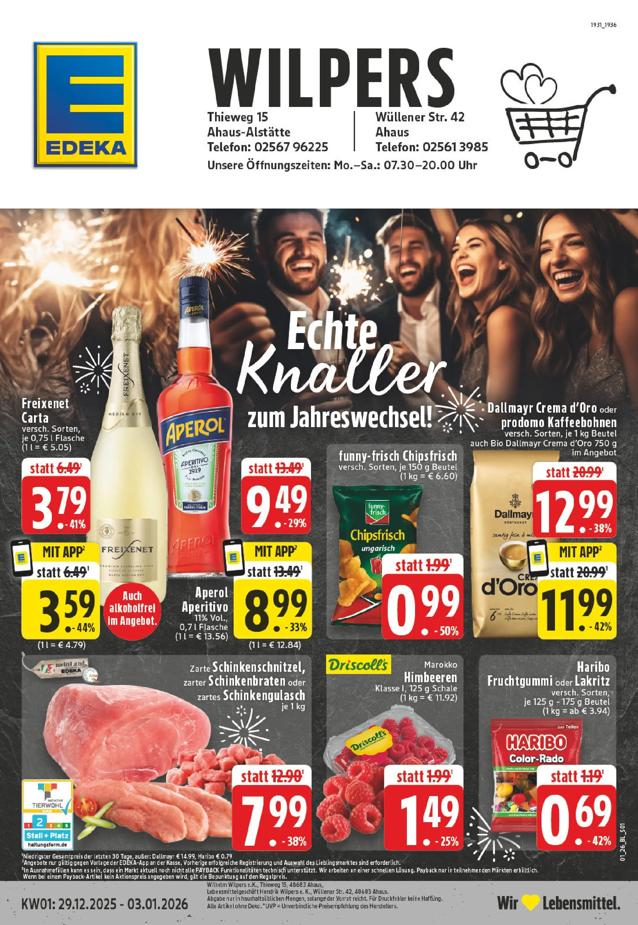 Edeka prospekt Ahaus	 (ab 28.12.2025) » Angebote Online | Seite: 1 | Produkte: Himbeeren, Funny frisch, Aperol, Chips