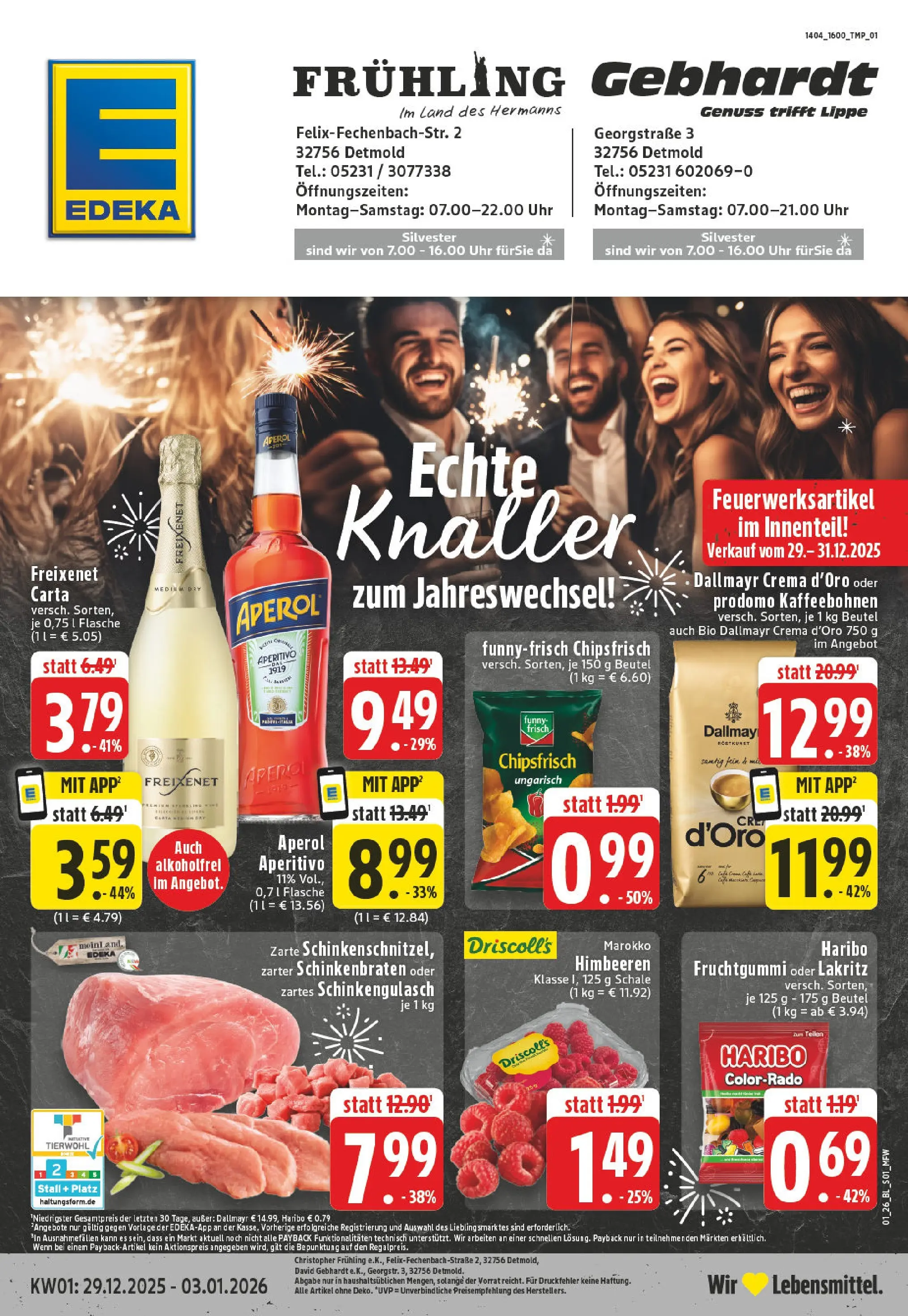 Edeka prospekt Detmold	 (ab 28.12.2025) » Angebote Online | Seite: 1 | Produkte: Haribo, Dallmayr, Aperol, Uhr