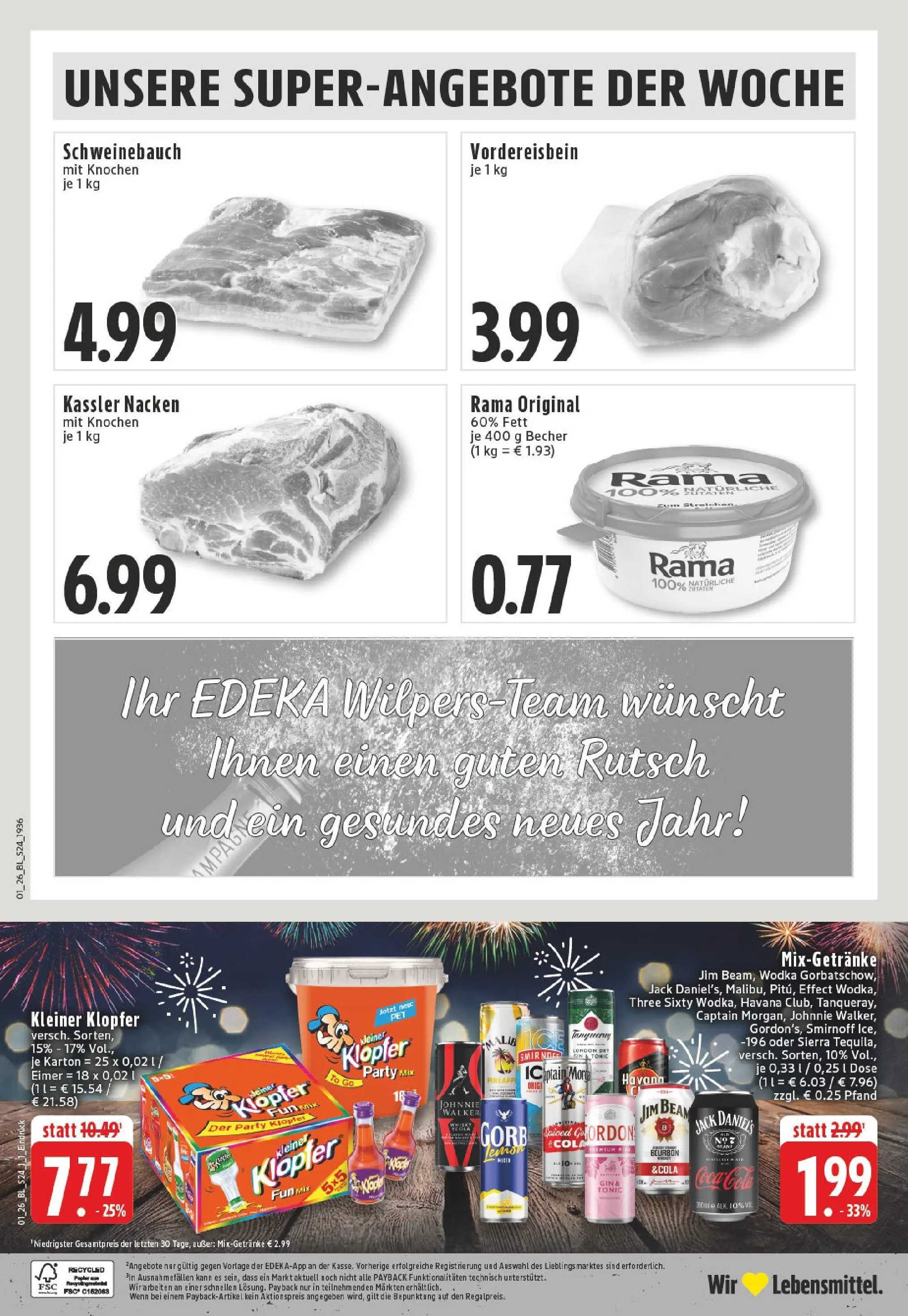 Edeka prospekt Ahaus	 (ab 28.12.2025) » Angebote Online | Seite: 26 | Produkte: Rama, Coca cola, Schweinebauch, Jack Daniel's