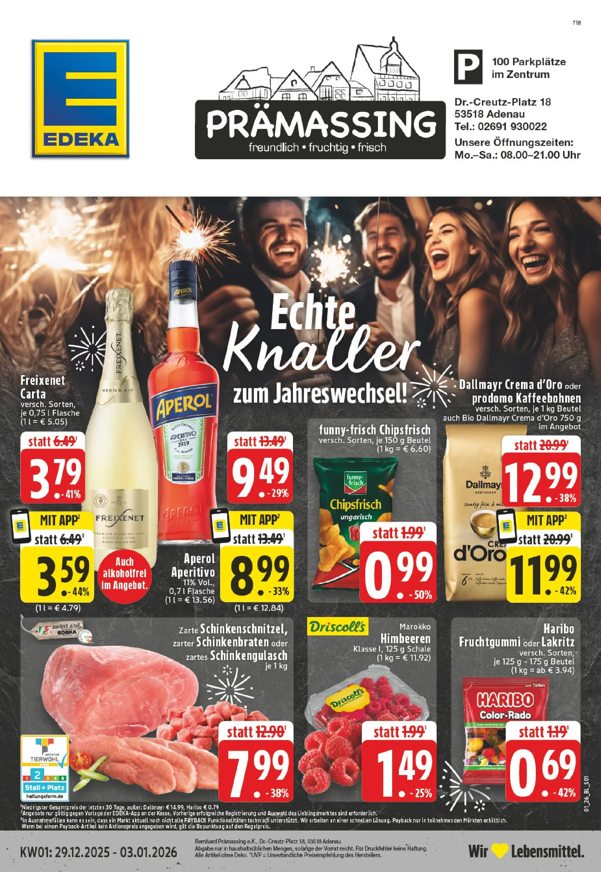 Edeka prospekt Adenau / Eifel	 (ab 28.12.2025) » Angebote Online | Seite: 1 | Produkte: Himbeeren, Haribo, Freixenet, Dallmayr