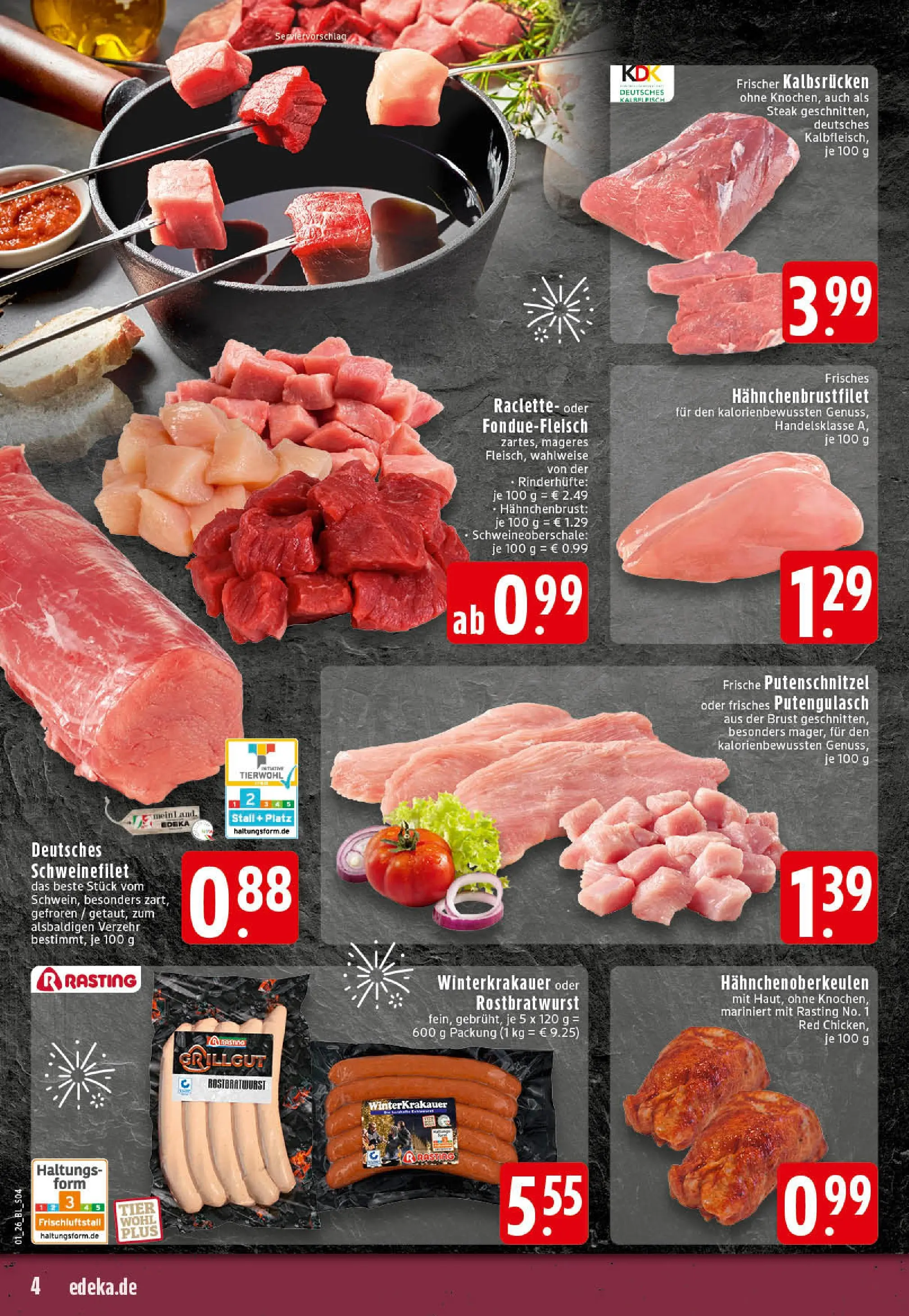 Edeka prospekt Rheine	 (ab 28.12.2025) » Angebote Online | Seite: 4 | Produkte: Schweinefilet, Putenschnitzel, Steak, Hahnchenbrust