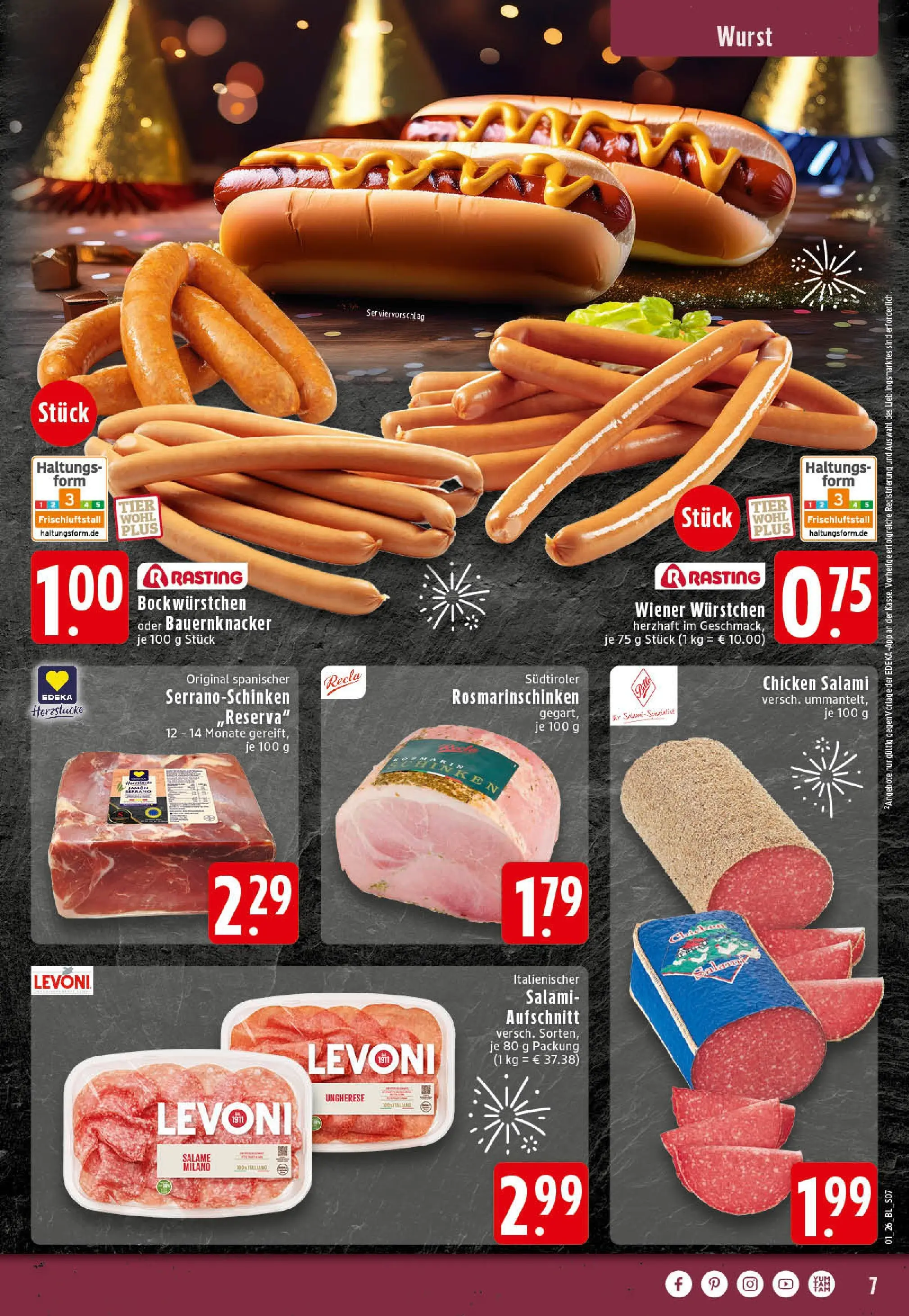 Edeka prospekt Rheine	 (ab 28.12.2025) » Angebote Online | Seite: 7 | Produkte: Wiener wurstchen, Wurst, Salami