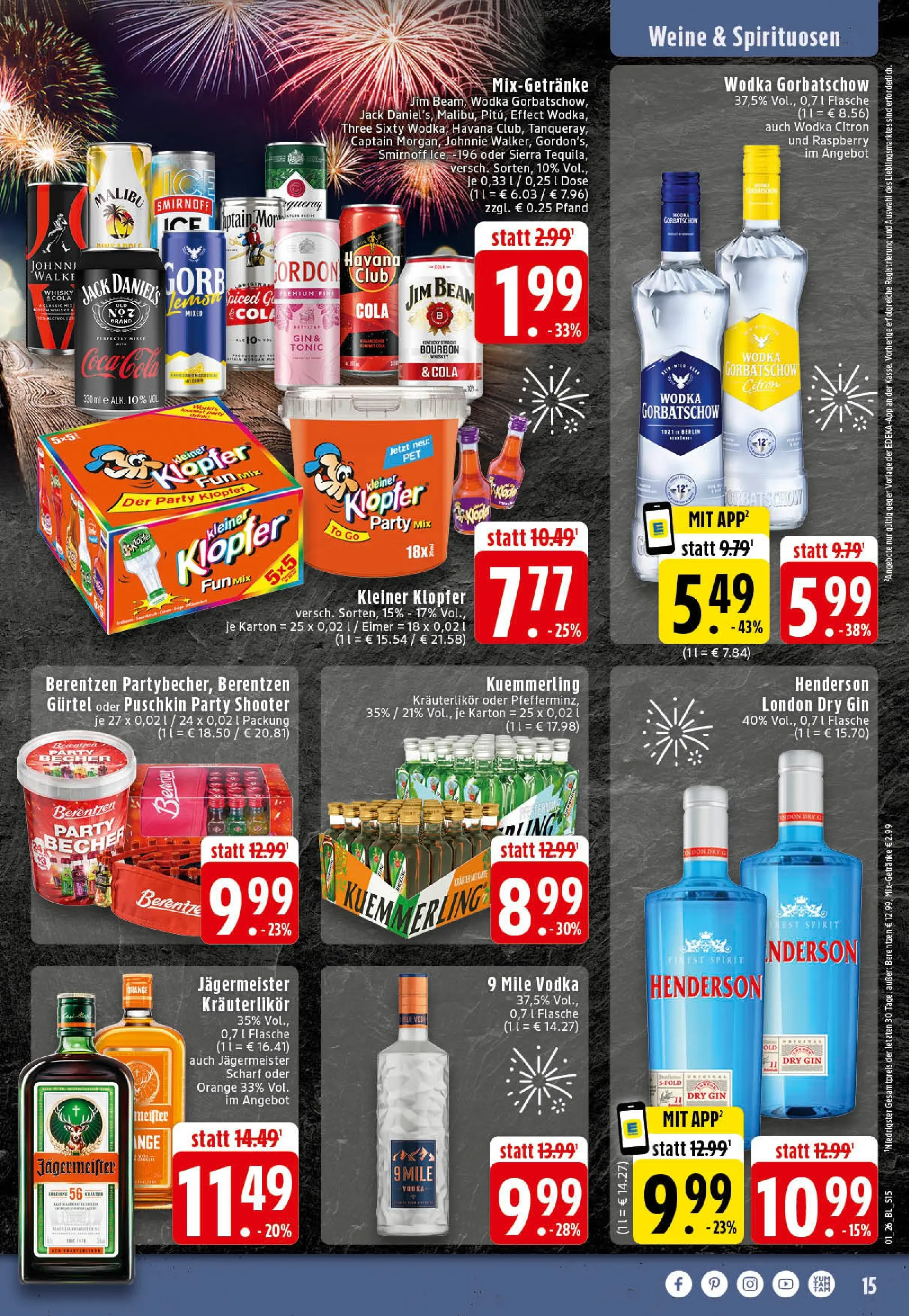 Edeka prospekt Rheine	 (ab 28.12.2025) » Angebote Online | Seite: 15 | Produkte: Cola, Tequila, Smirnoff, Bourbon