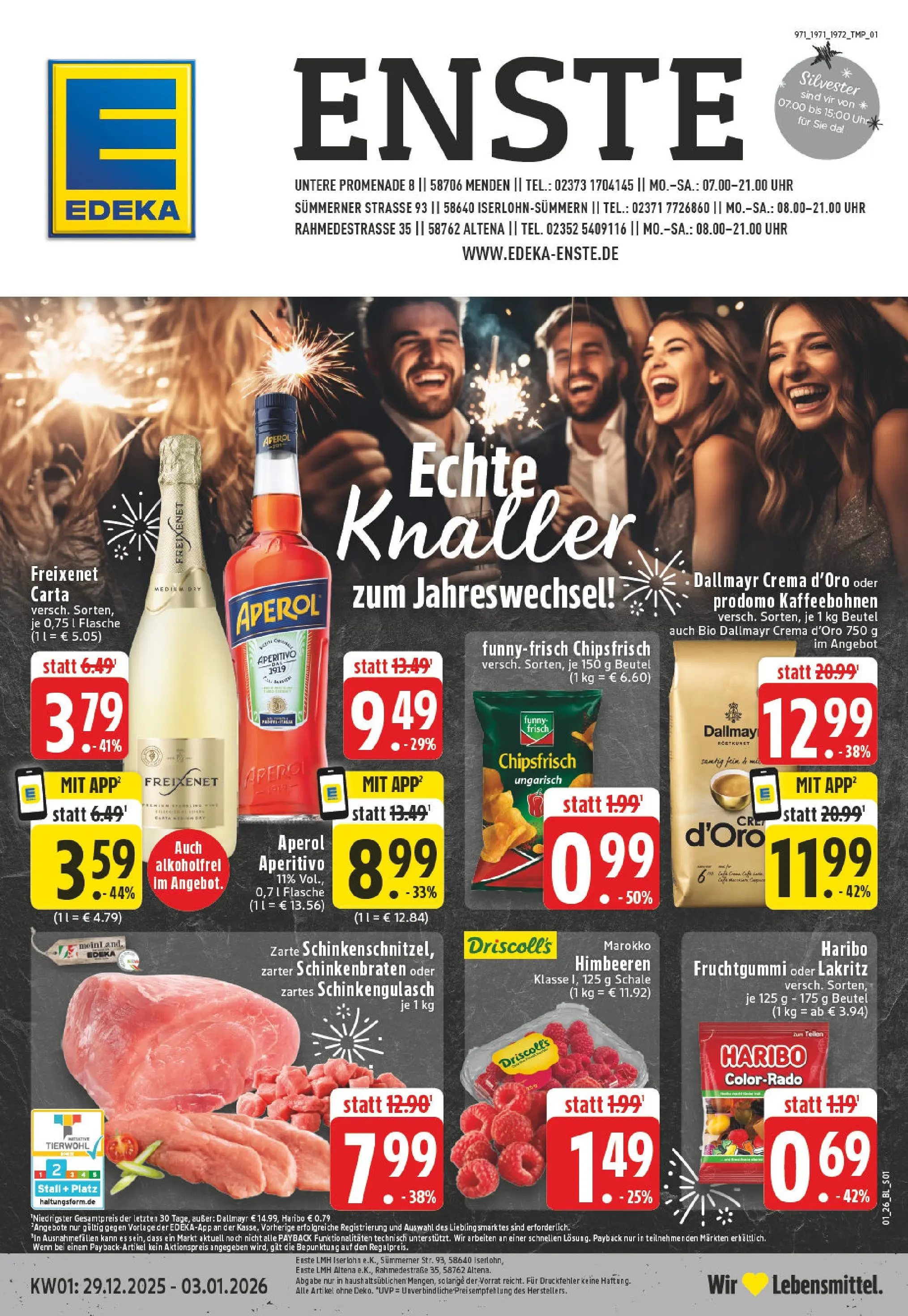 Edeka prospekt Iserlohn	 (ab 28.12.2025) » Angebote Online | Seite: 1 | Produkte: Himbeeren, Haribo, Freixenet, Aperol