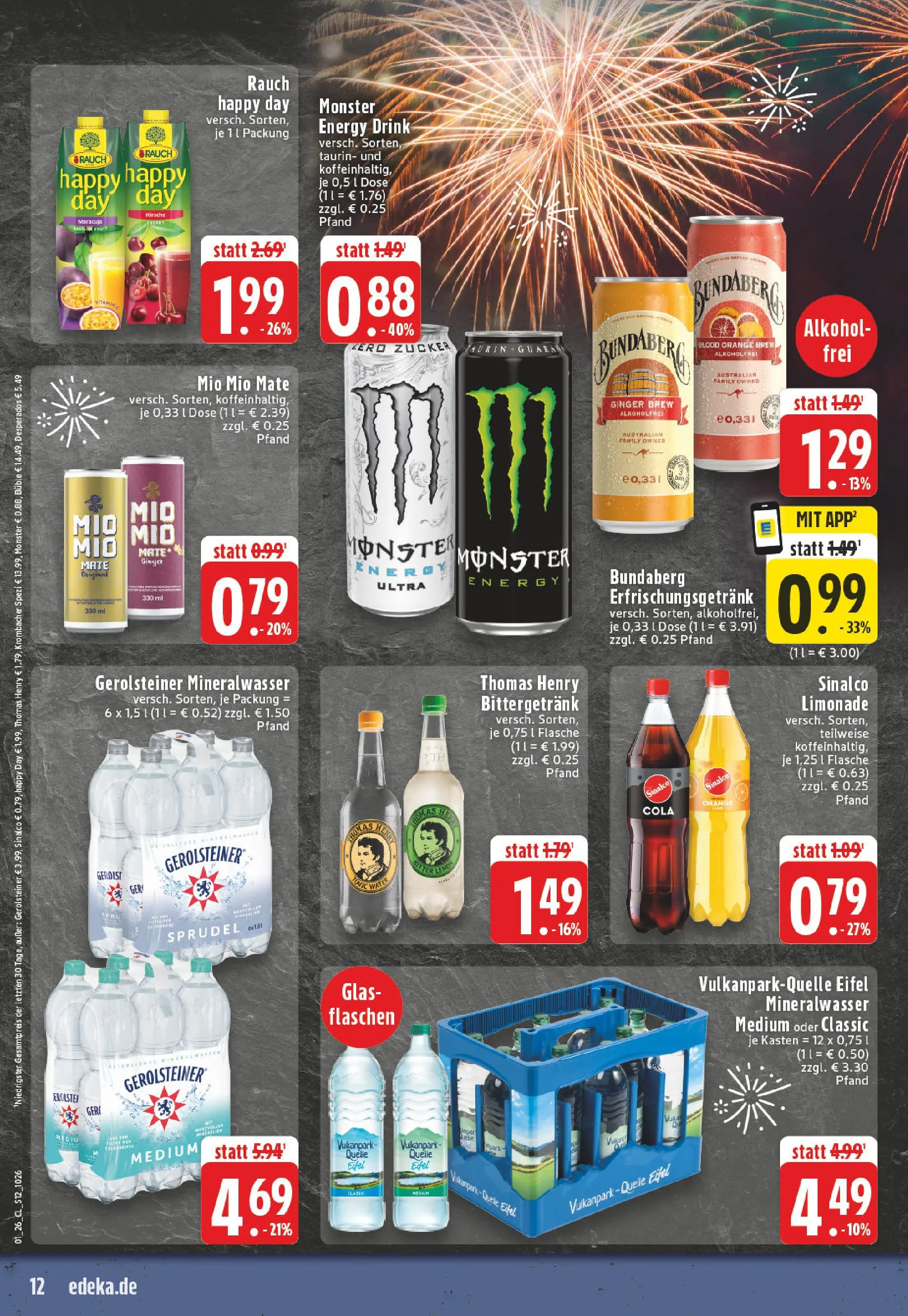 Edeka prospekt Koblenz	 (ab 28.12.2025) » Angebote Online | Seite: 12 | Produkte: Cola, Mineralwasser, Desperados, Krombacher