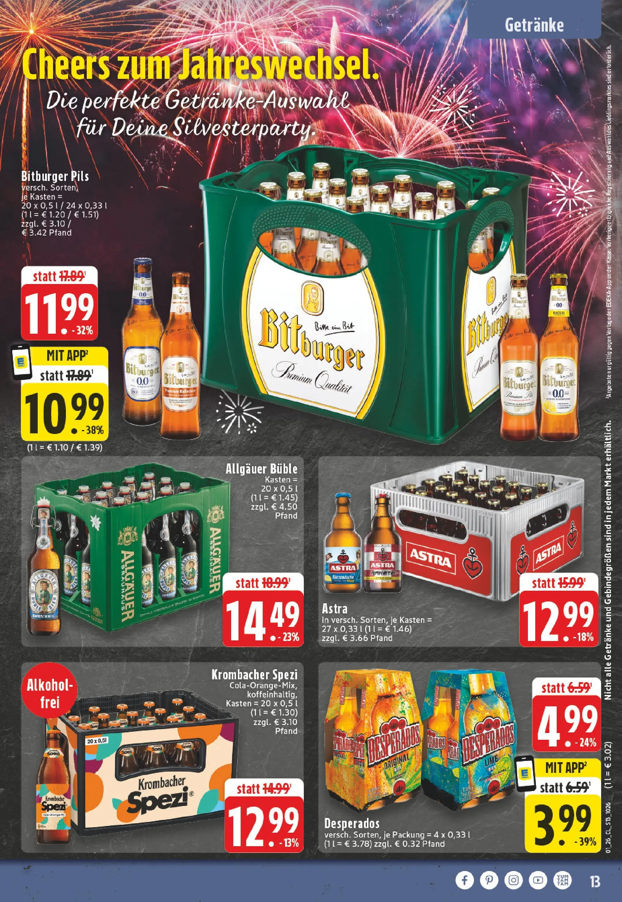 Edeka prospekt Koblenz	 (ab 28.12.2025) » Angebote Online | Seite: 13 | Produkte: Bitburger, Pils, Astra, Krombacher