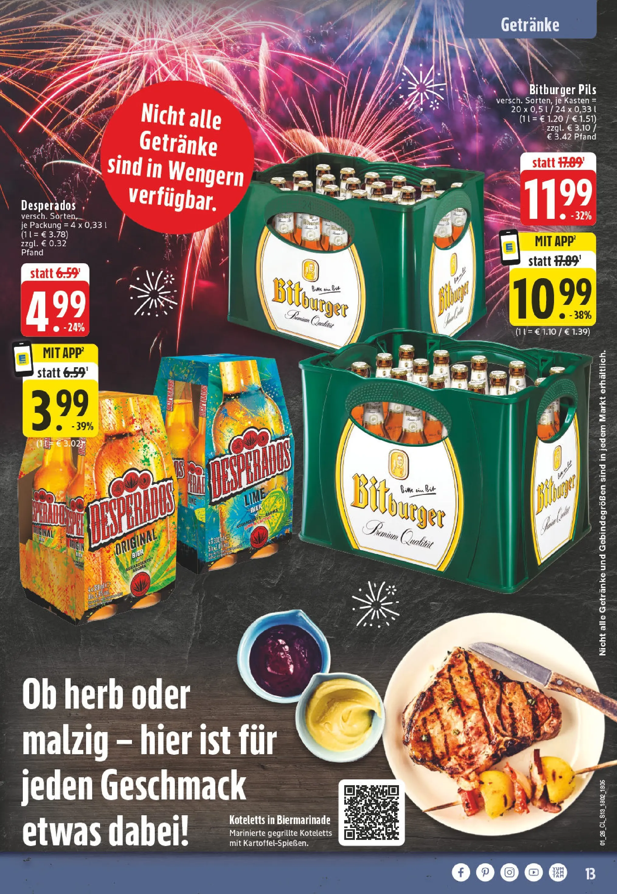 Edeka prospekt Witten-Bommern	 (ab 28.12.2025) » Angebote Online | Seite: 13 | Produkte: Bitburger, Bier, Pils, Desperados