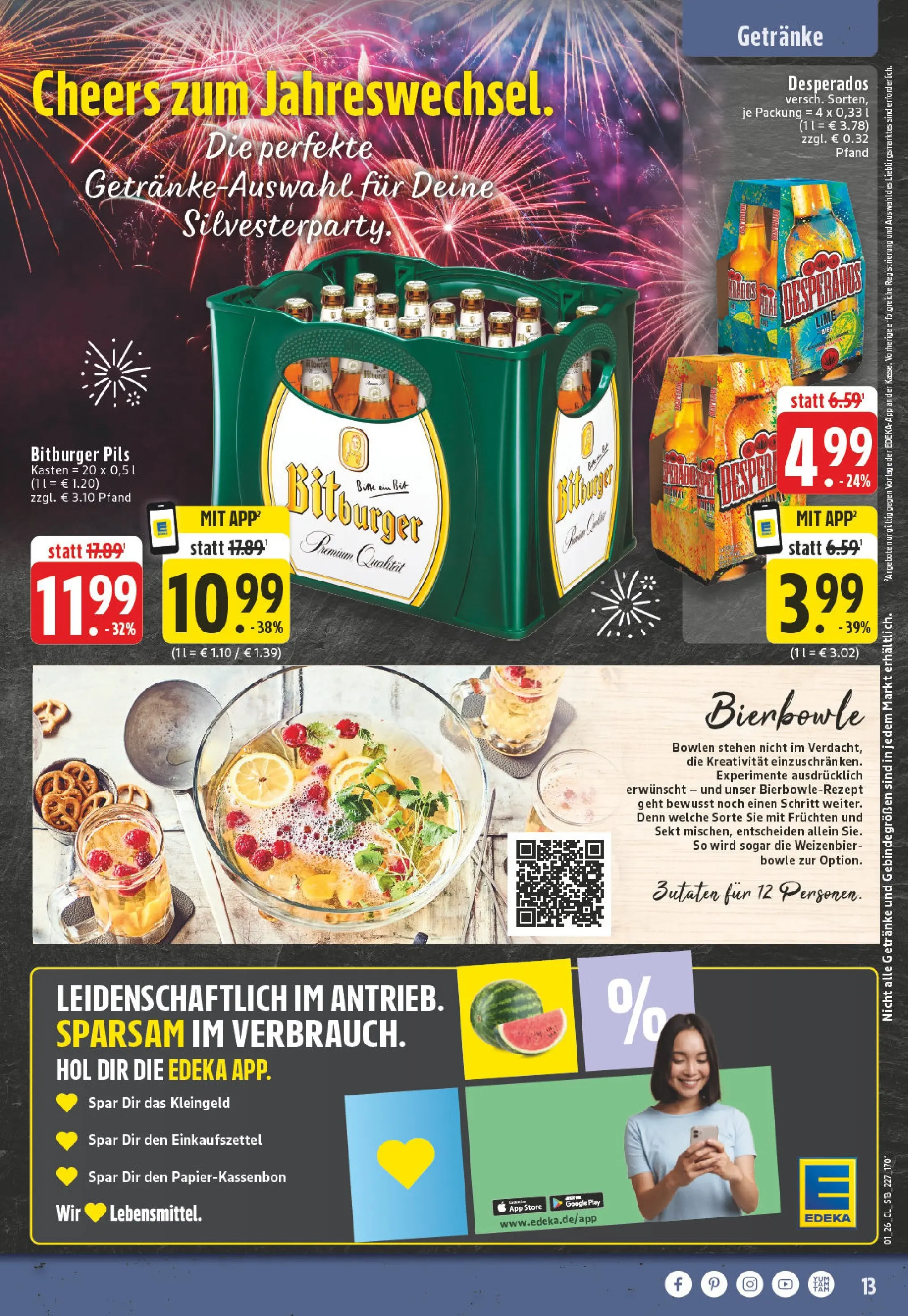 Edeka prospekt Leichlingen	 (ab 28.12.2025) » Angebote Online | Seite: 13 | Produkte: Bitburger, Sekt, Pils, Desperados