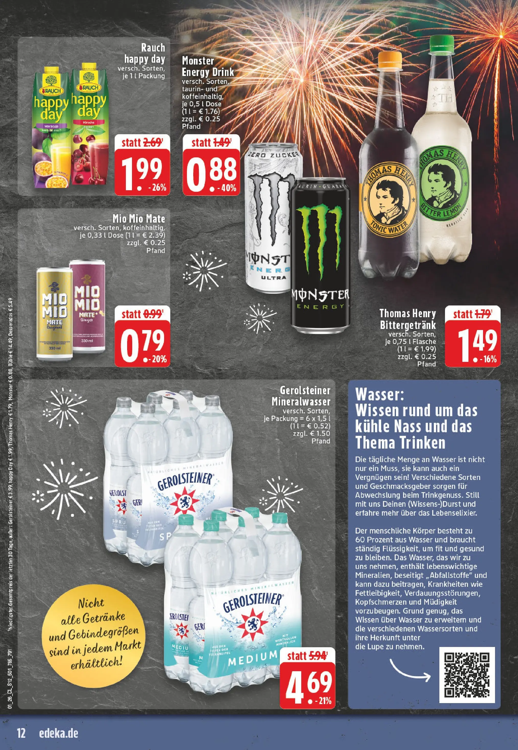 Edeka prospekt Lohmar - Birk	 (ab 28.12.2025) » Angebote Online | Seite: 12 | Produkte: Mio mio mate, Monster, Wasser, Zucker