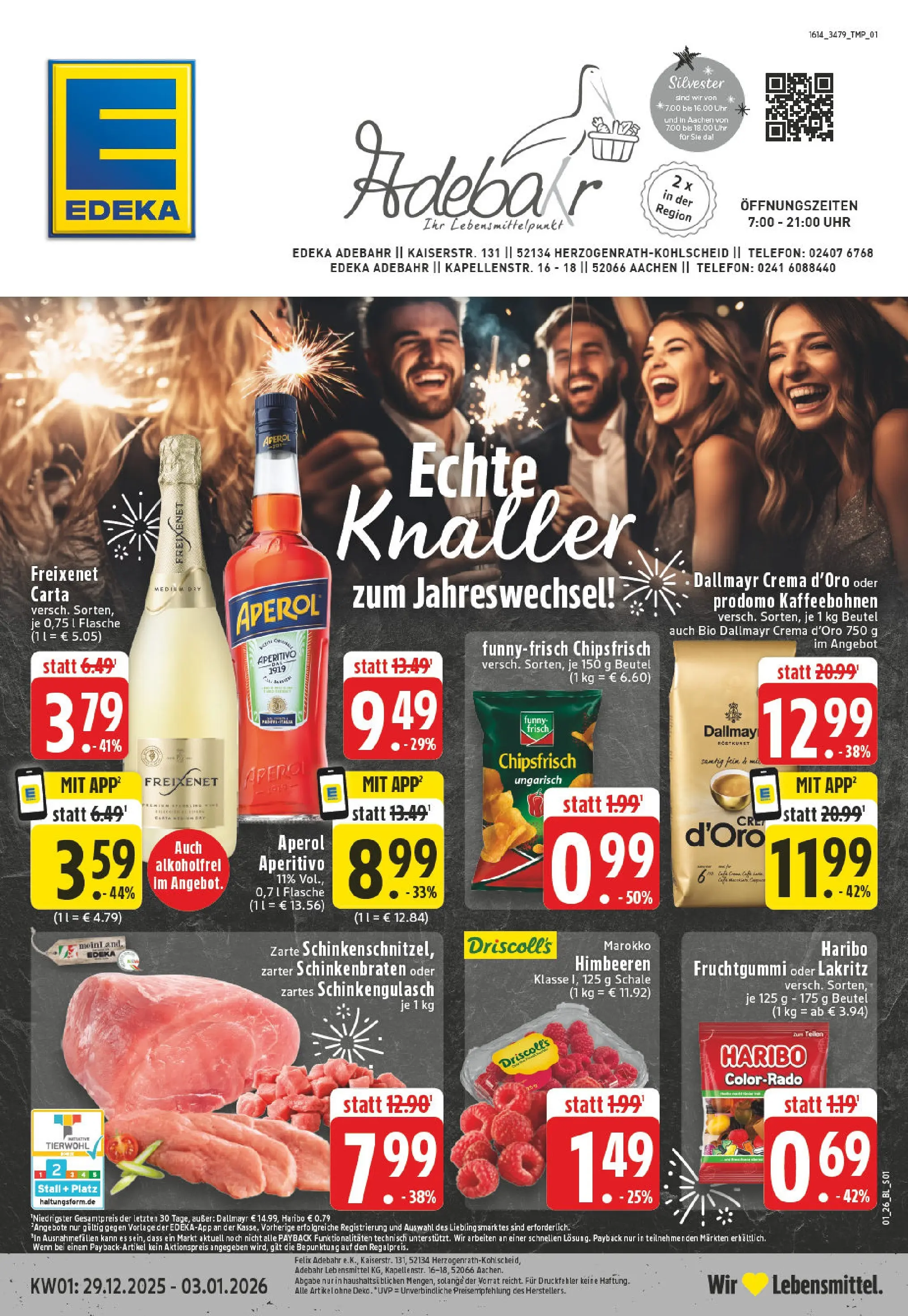 Edeka prospekt Aachen	 (ab 28.12.2025) » Angebote Online | Seite: 1 | Produkte: Himbeeren, Haribo, Aperol, Chips