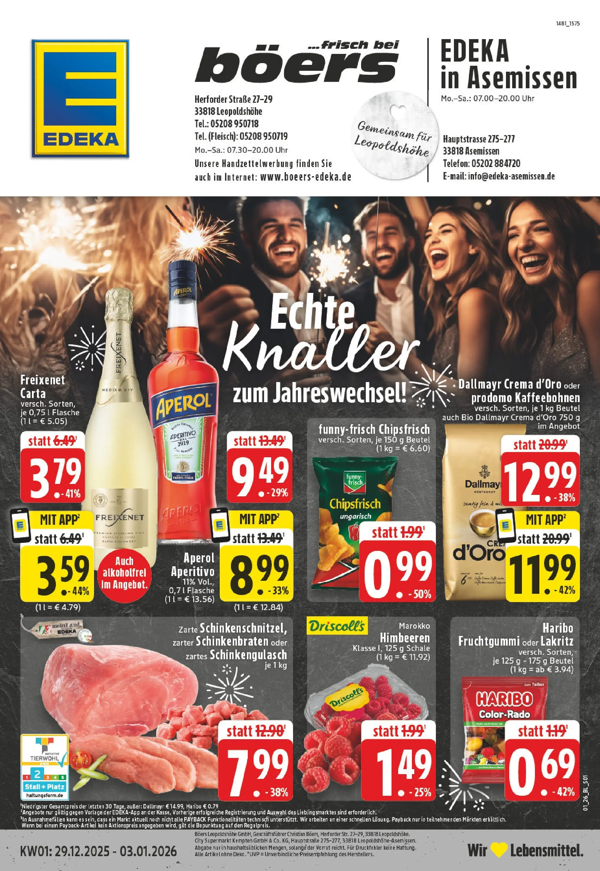 Edeka prospekt Leopoldshöhe-Asemissen	 (ab 28.12.2025) » Angebote Online | Seite: 1 | Produkte: Funny frisch, Dallmayr, Aperol, Uhr