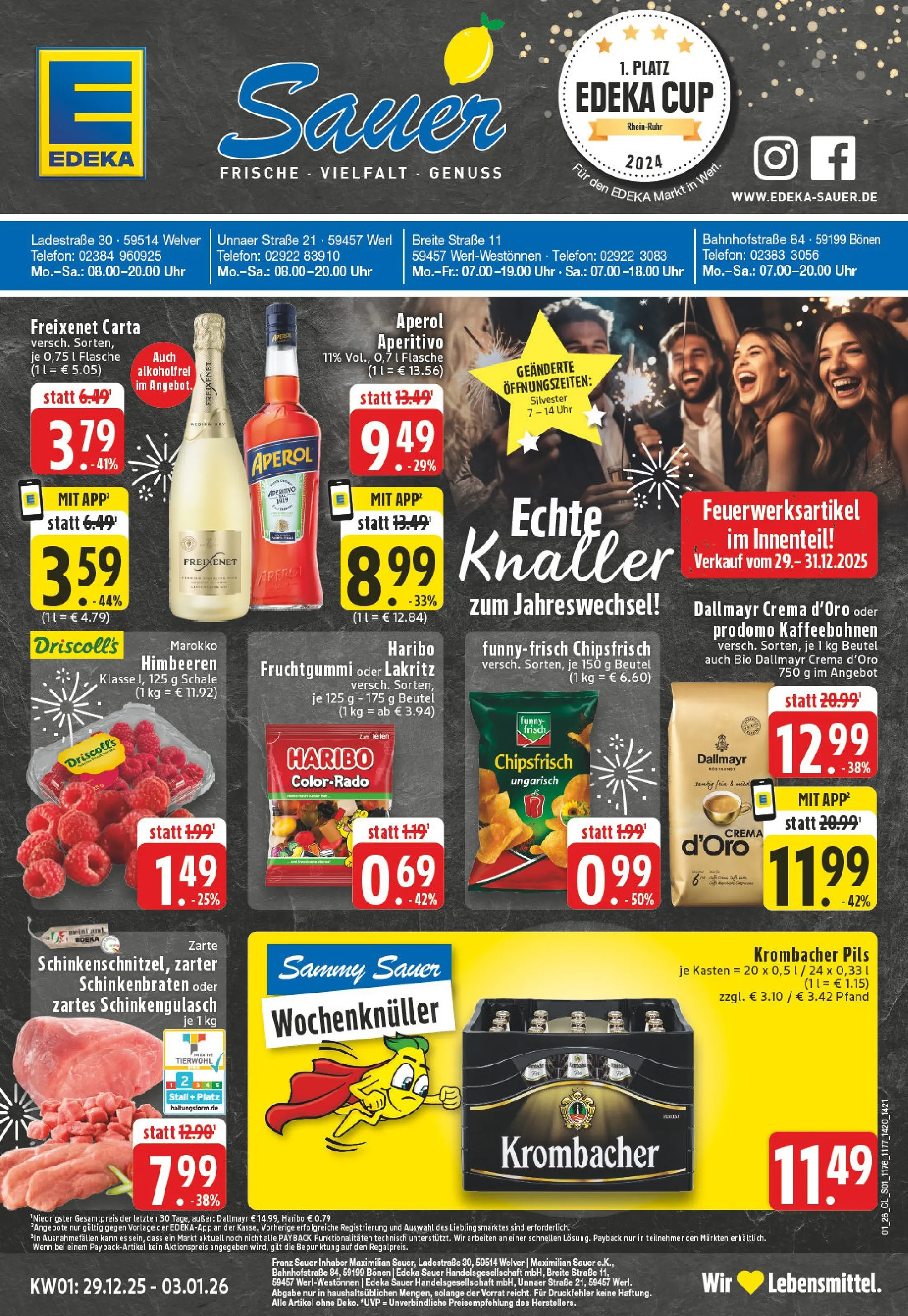Edeka prospekt Welver	 (ab 28.12.2025) » Angebote Online | Seite: 1 | Produkte: Himbeeren, Haribo, Dallmayr, Chips