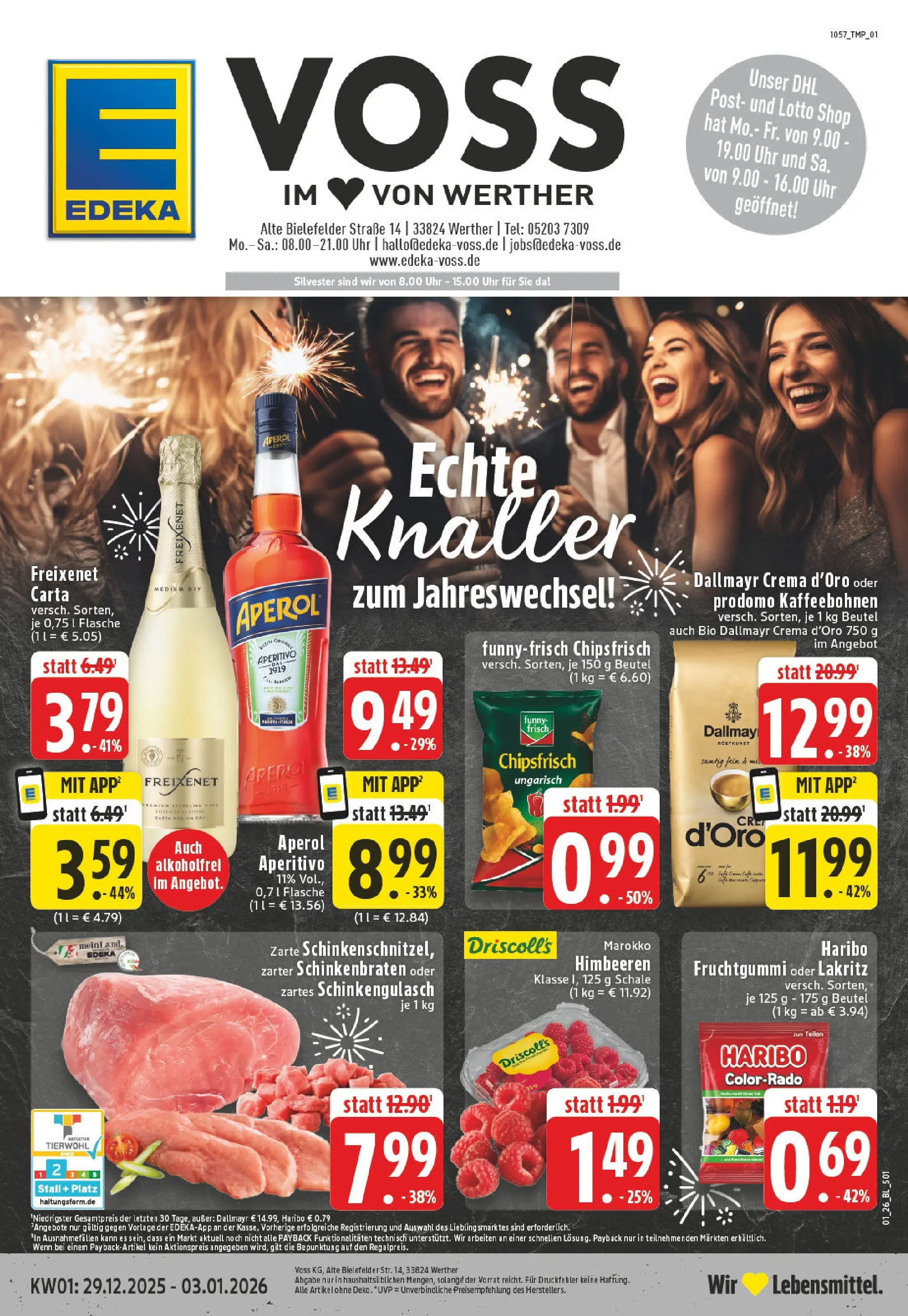 Edeka prospekt Werther	 (ab 28.12.2025) » Angebote Online | Seite: 1 | Produkte: Himbeeren, Funny frisch, Aperol, Uhr