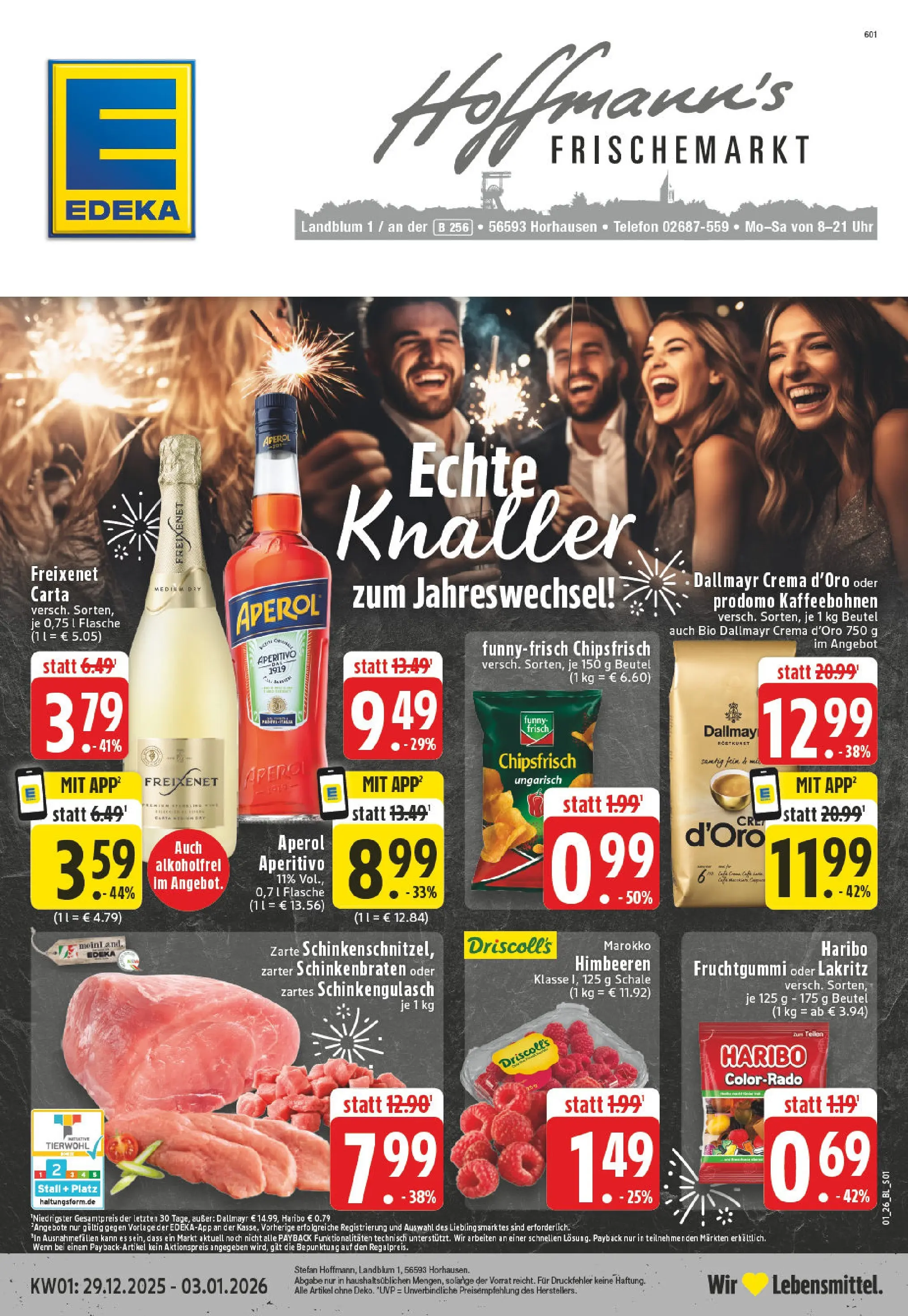 Edeka prospekt Horhausen	 (ab 28.12.2025) » Angebote Online | Seite: 1 | Produkte: Himbeeren, Dallmayr, Aperol, Uhr