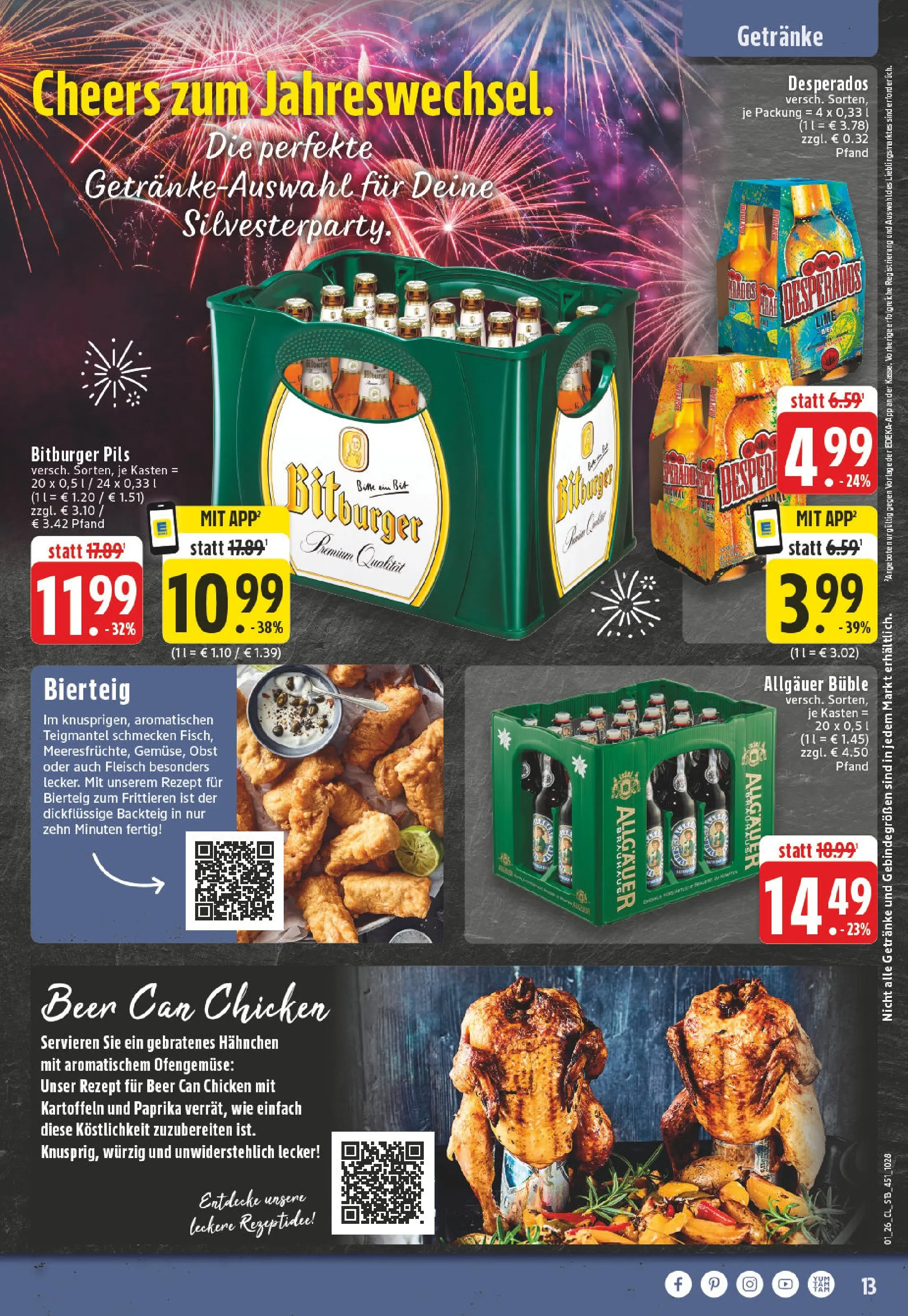 Edeka prospekt Neuwied	 (ab 28.12.2025) » Angebote Online | Seite: 13 | Produkte: Hahnchen, Kartoffeln, Paprika, Desperados
