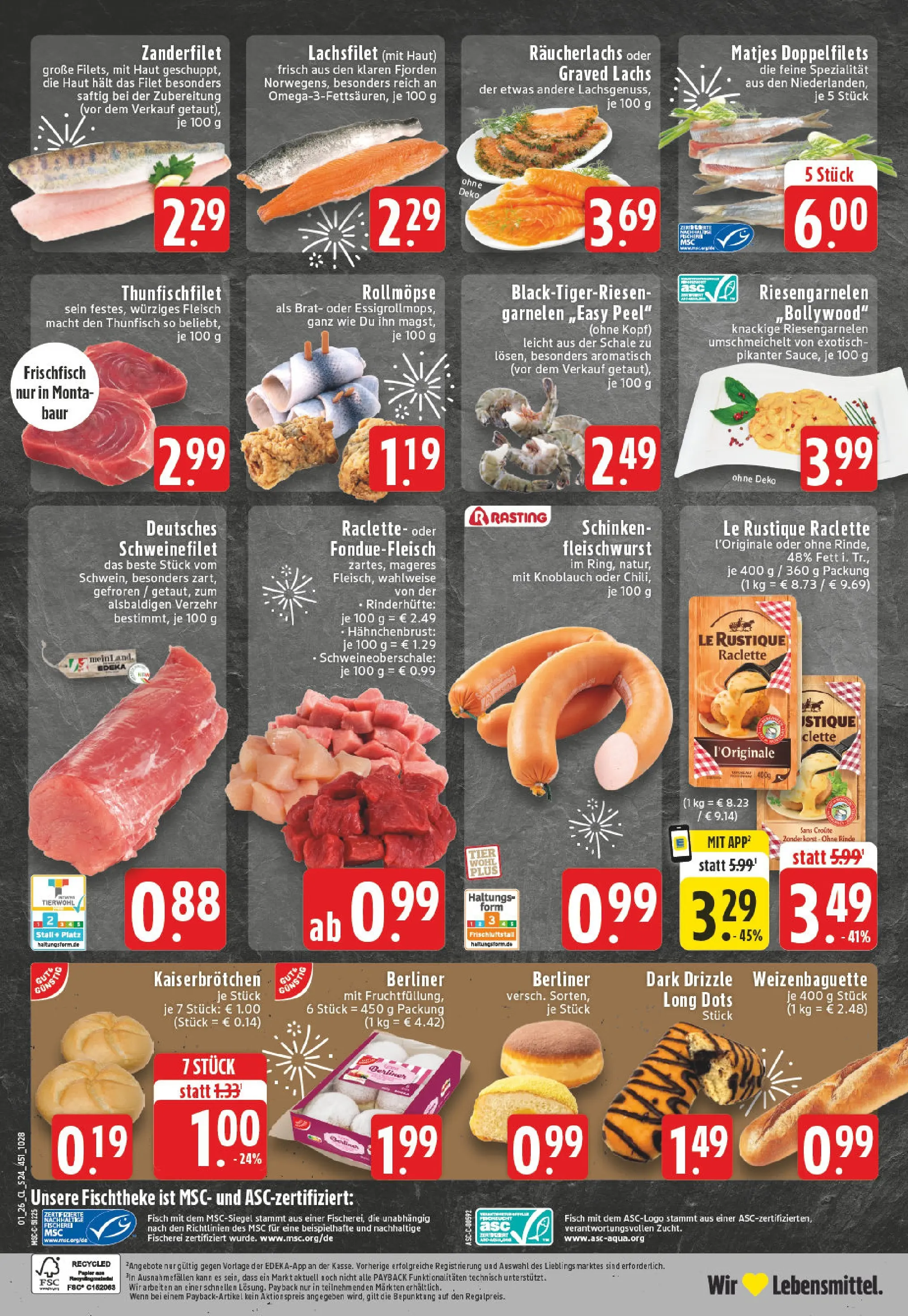 Edeka prospekt Neuwied	 (ab 28.12.2025) » Angebote Online | Seite: 26 | Produkte: Baguette, Fisch, Räucherlachs, Schinken