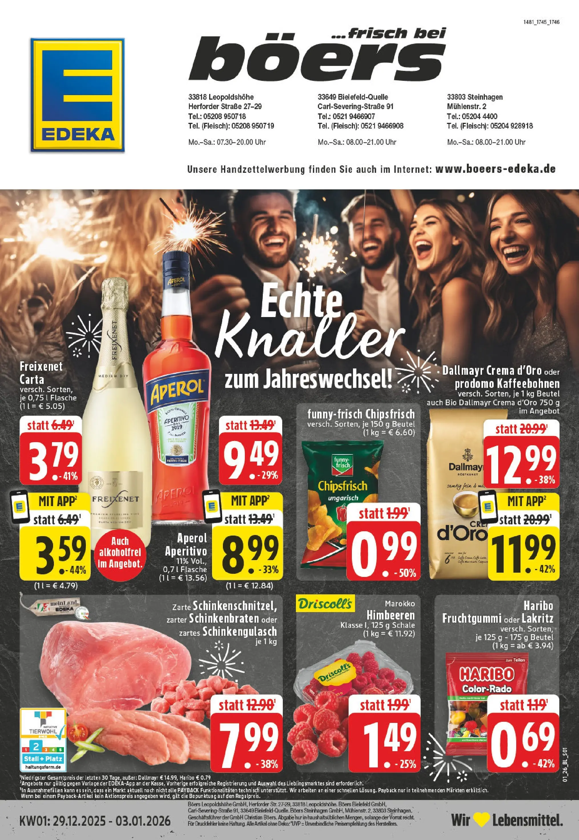Edeka prospekt Bielefeld	 (ab 28.12.2025) » Angebote Online | Seite: 1 | Produkte: Himbeeren, Freixenet, Chips, Fleisch