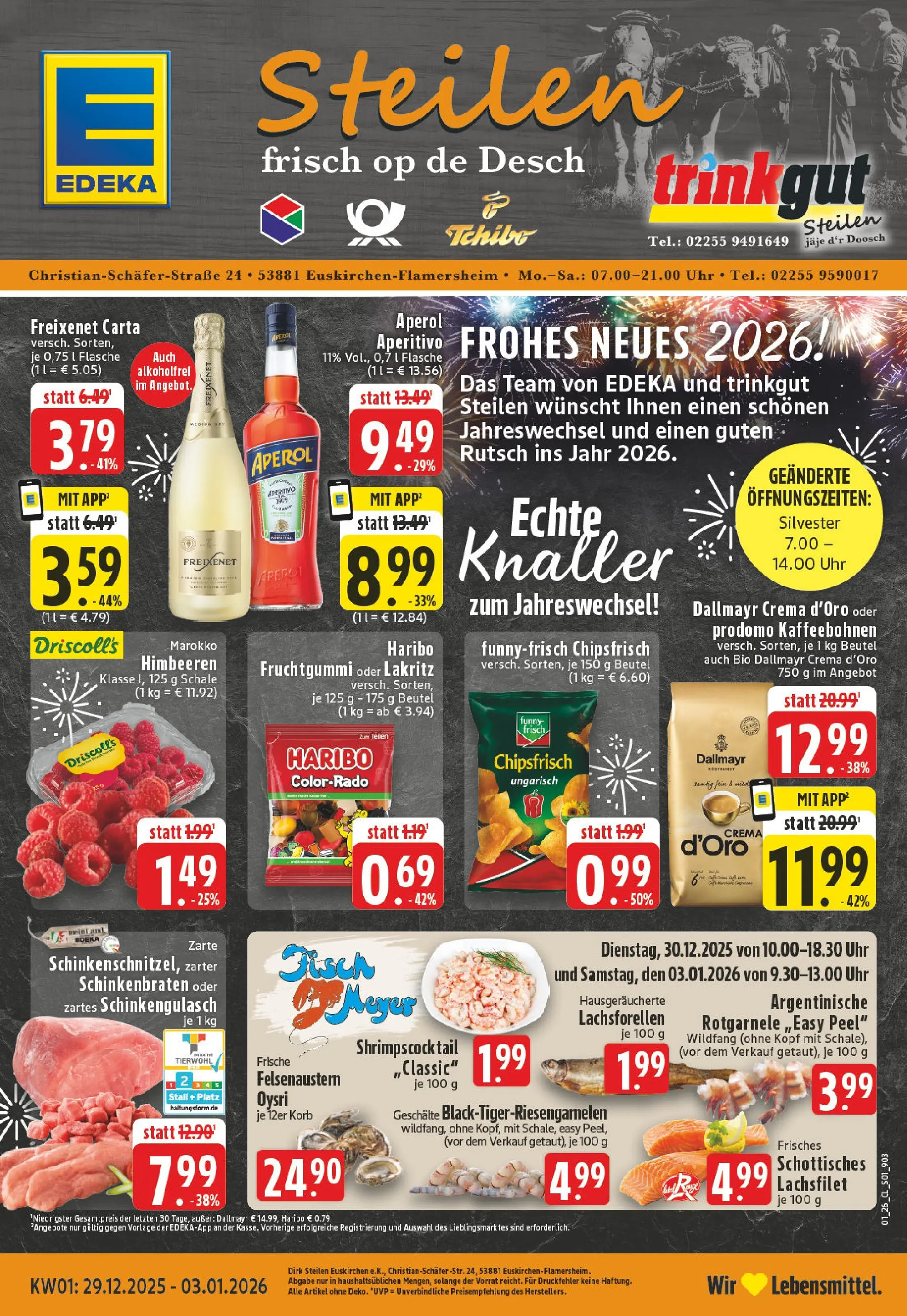 Edeka prospekt Euskirchen	 (ab 28.12.2025) » Angebote Online | Seite: 1 | Produkte: Himbeeren, Fisch, Dallmayr, Chips