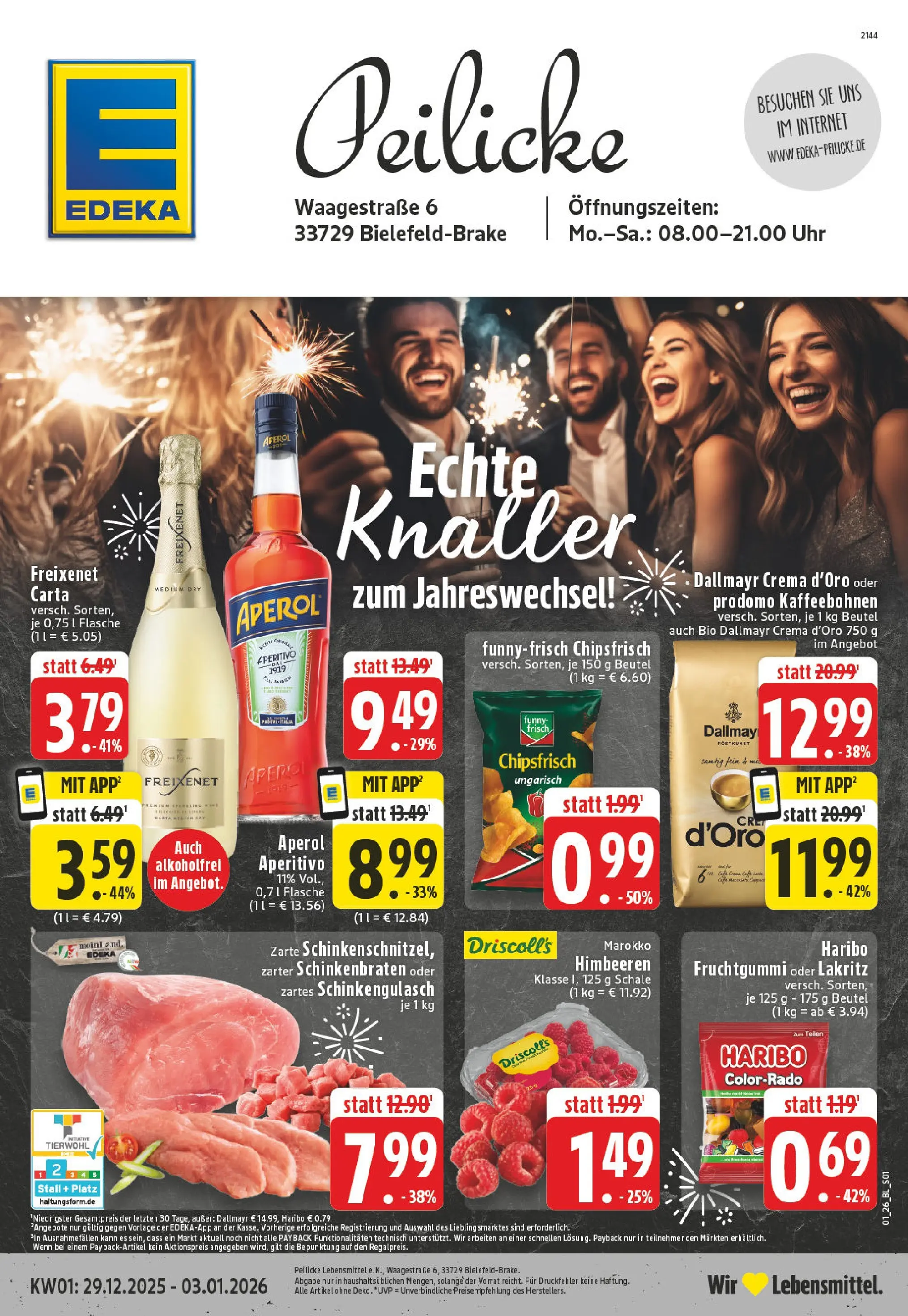 Edeka prospekt Bielefeld-Brake	 (ab 28.12.2025) » Angebote Online | Seite: 1 | Produkte: Himbeeren, Dallmayr, Chips, Uhr