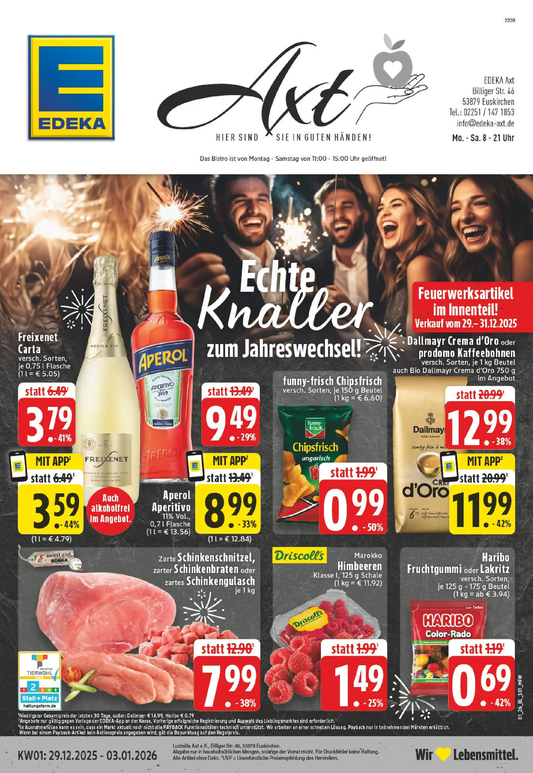 Edeka prospekt Euskirchen	 (ab 28.12.2025) » Angebote Online | Seite: 1 | Produkte: Himbeeren, Haribo, Freixenet, Aperol