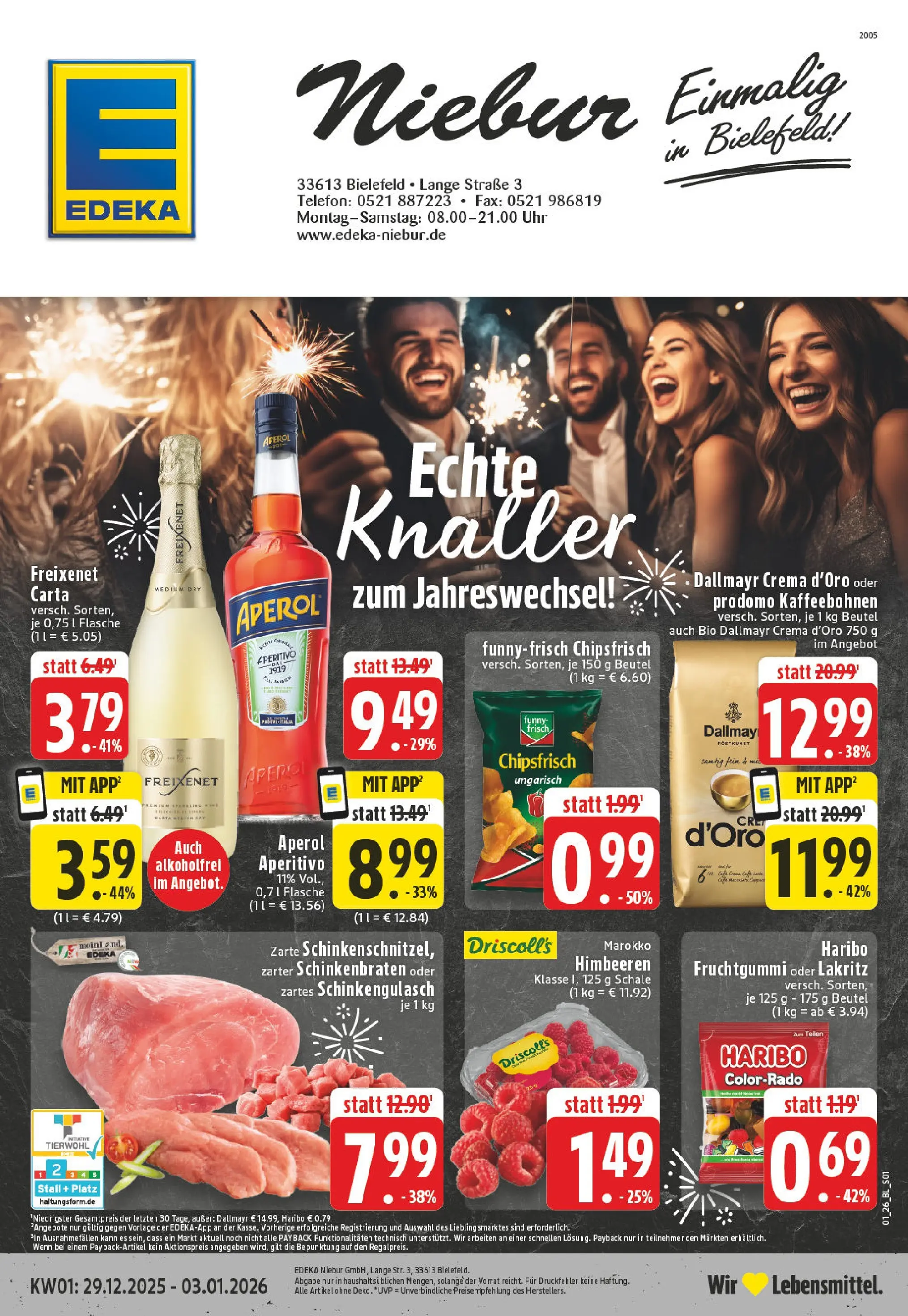 Edeka prospekt Bielefeld	 (ab 28.12.2025) » Angebote Online | Seite: 1 | Produkte: Himbeeren, Haribo, Aperol, Telefon