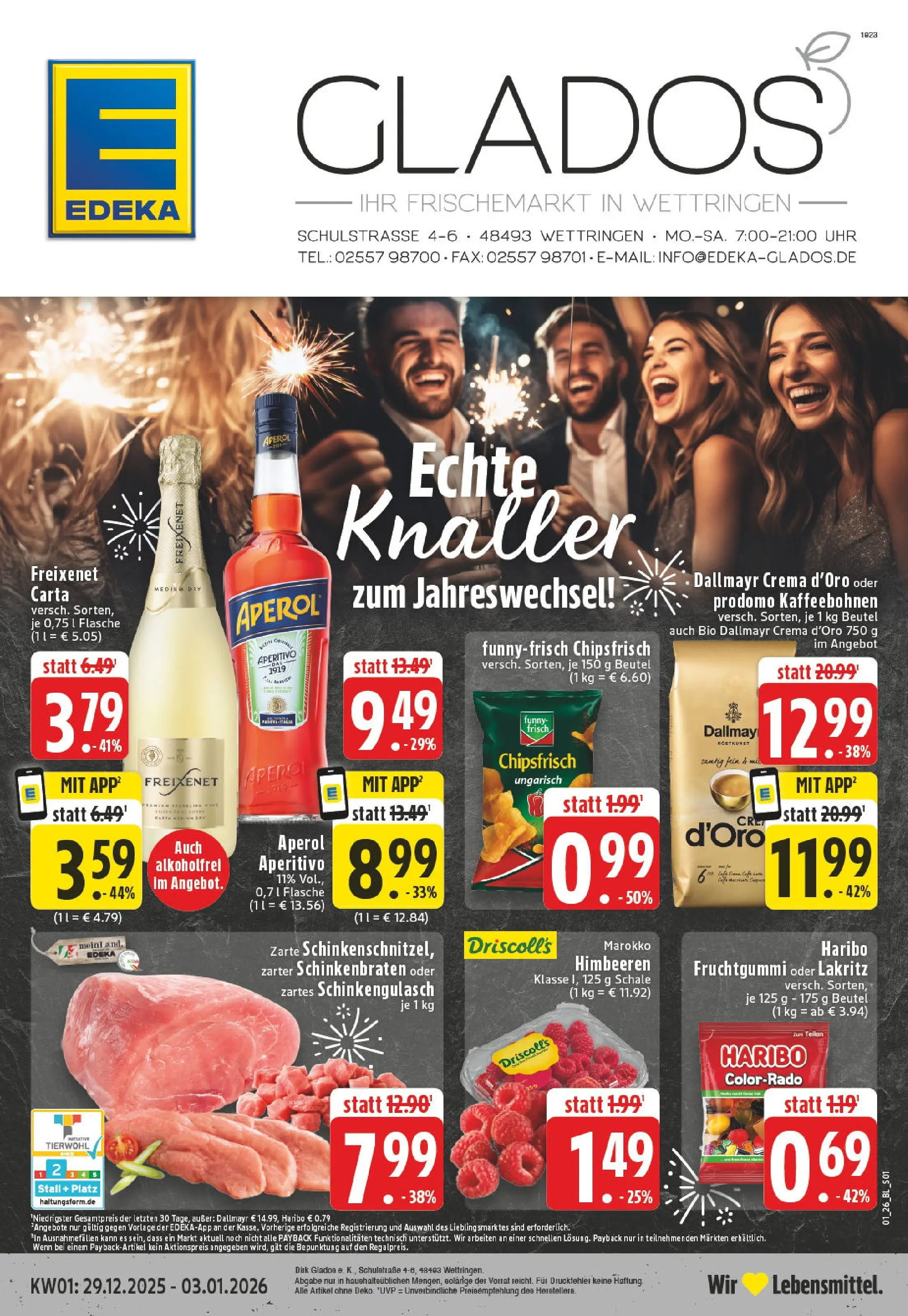 Edeka prospekt Wettringen	 (ab 28.12.2025) » Angebote Online | Seite: 1 | Produkte: Freixenet, Funny frisch, Dallmayr, Aperol