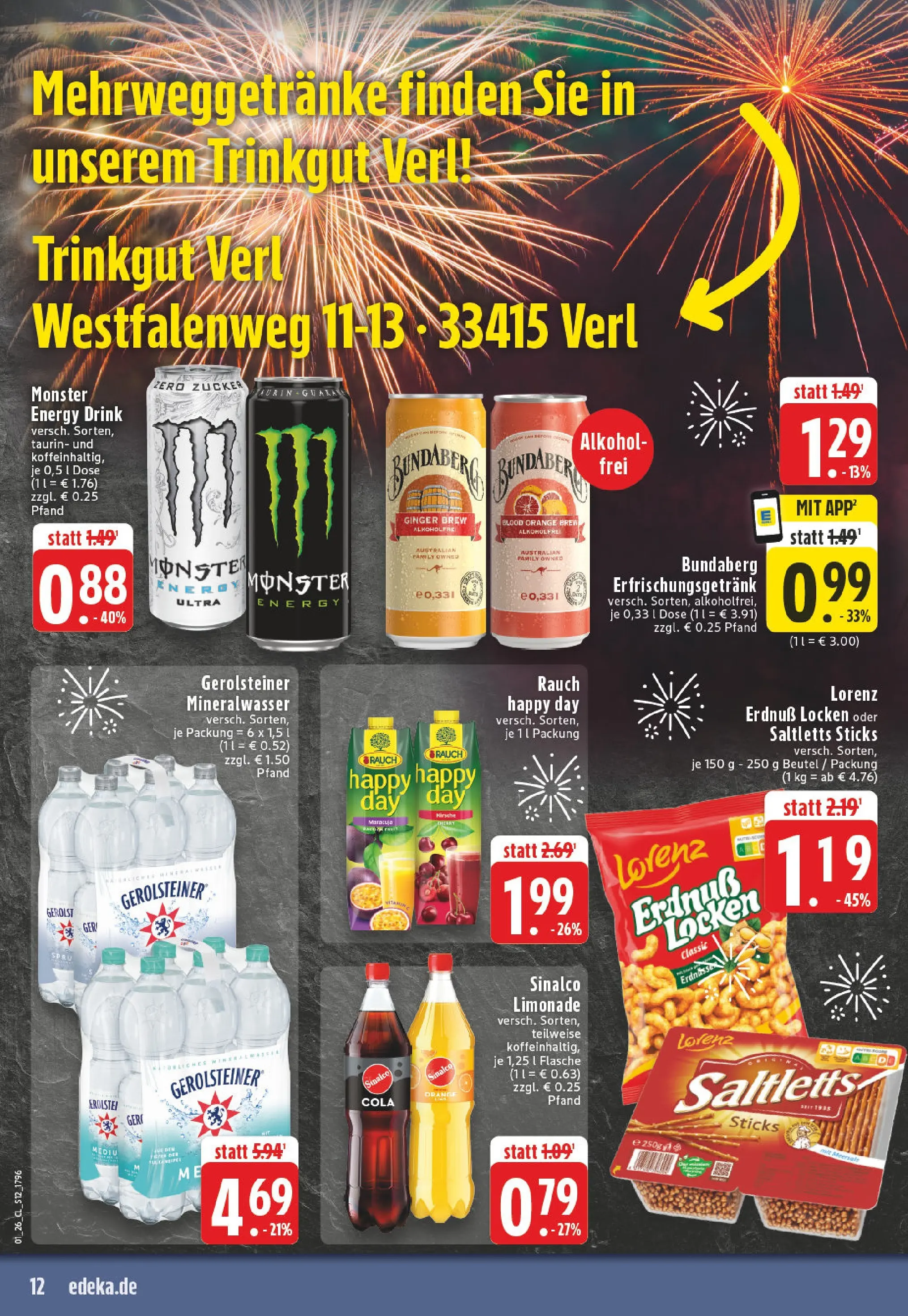 Edeka prospekt Verl	 (ab 28.12.2025) » Angebote Online | Seite: 12 | Produkte: Erdnüsse, Energy, Limonade, Zucker