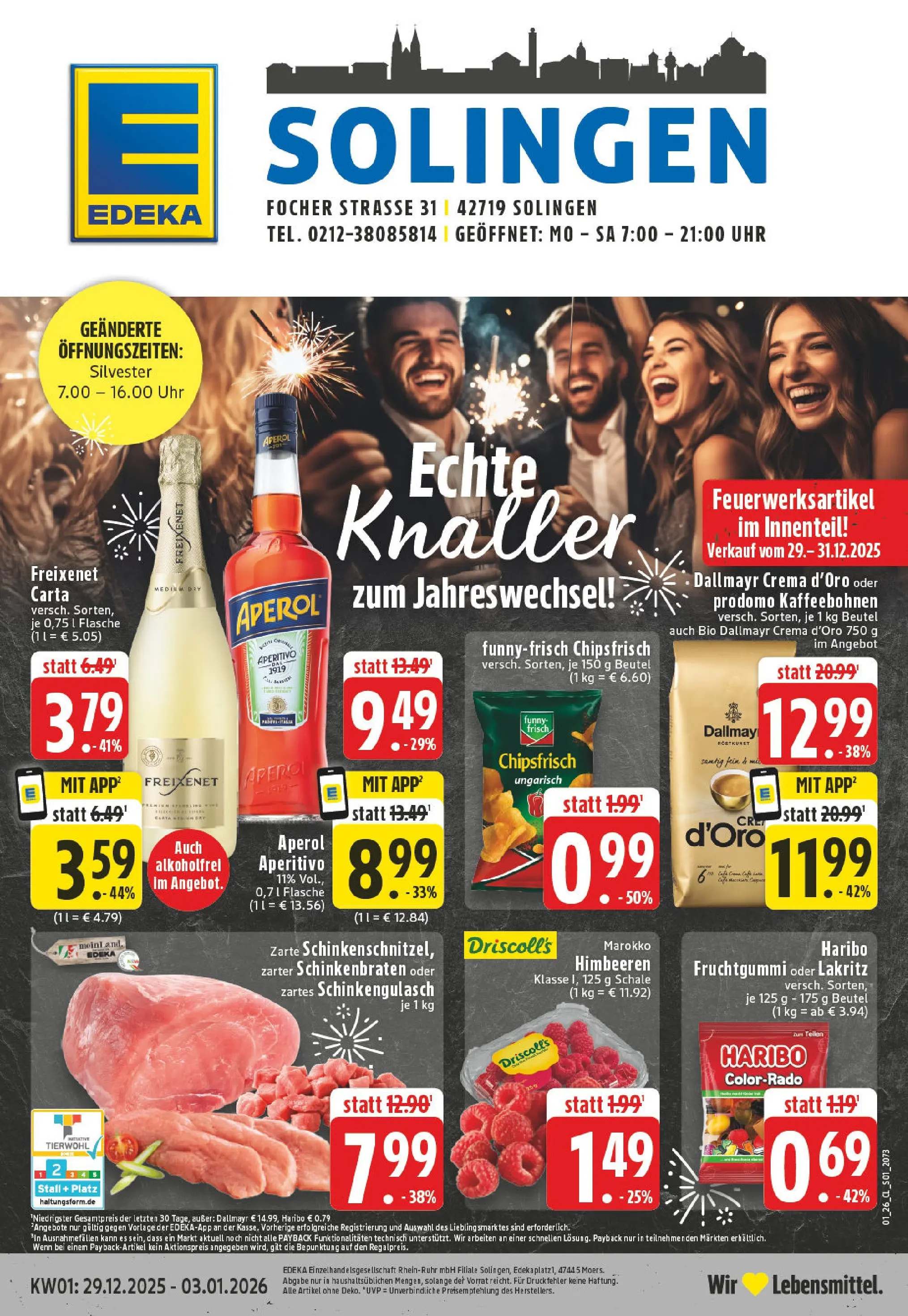 Edeka prospekt Solingen	 (ab 28.12.2025) » Angebote Online | Seite: 1 | Produkte: Haribo, Freixenet, Dallmayr, Uhr