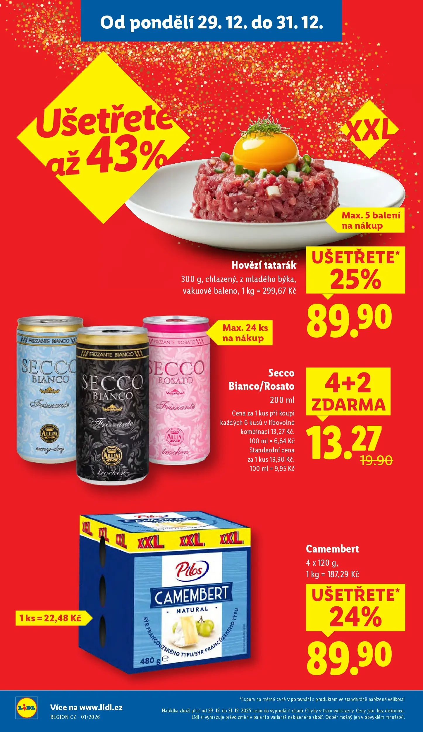 Lidl leták od 28.12.2025 - Nový akční leták | Strana: 2 | Produkty: Sýr, Secco rosato, Camembert, Tatarák