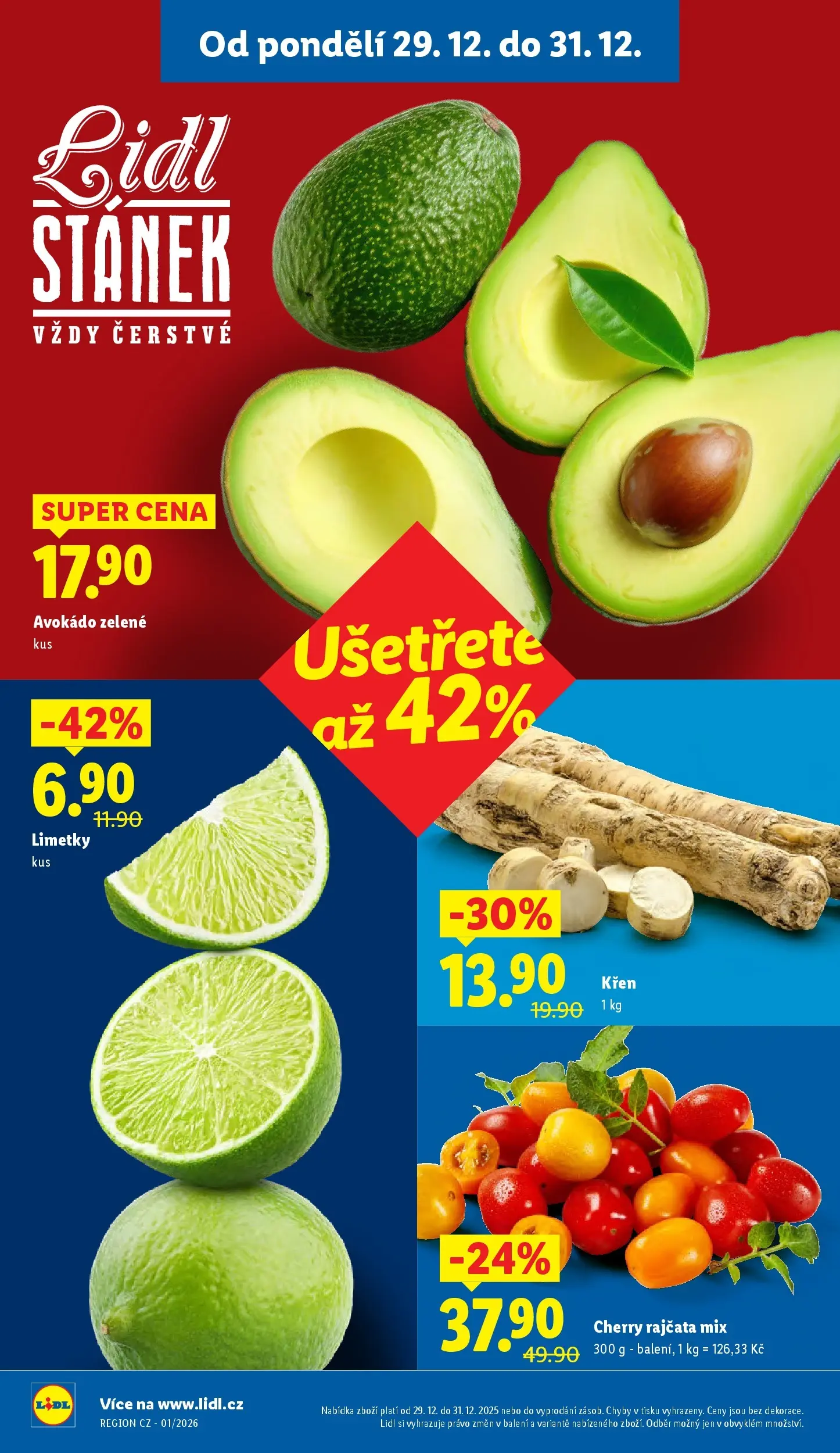 Lidl leták od 28.12.2025 - Nový akční leták | Strana: 8 | Produkty: Křen, Cherry rajčata, Limetky, Avokádo